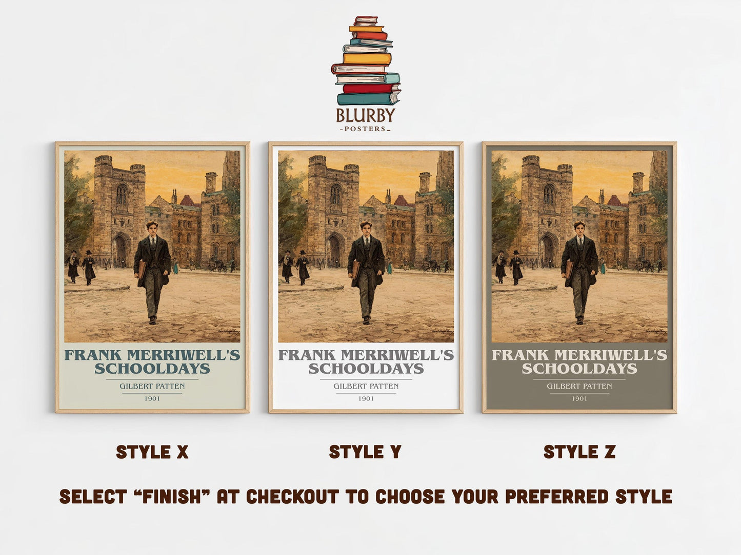Frank Merriwell's Schooldays book cover poster colour and style options – Gilbert Patten book art
