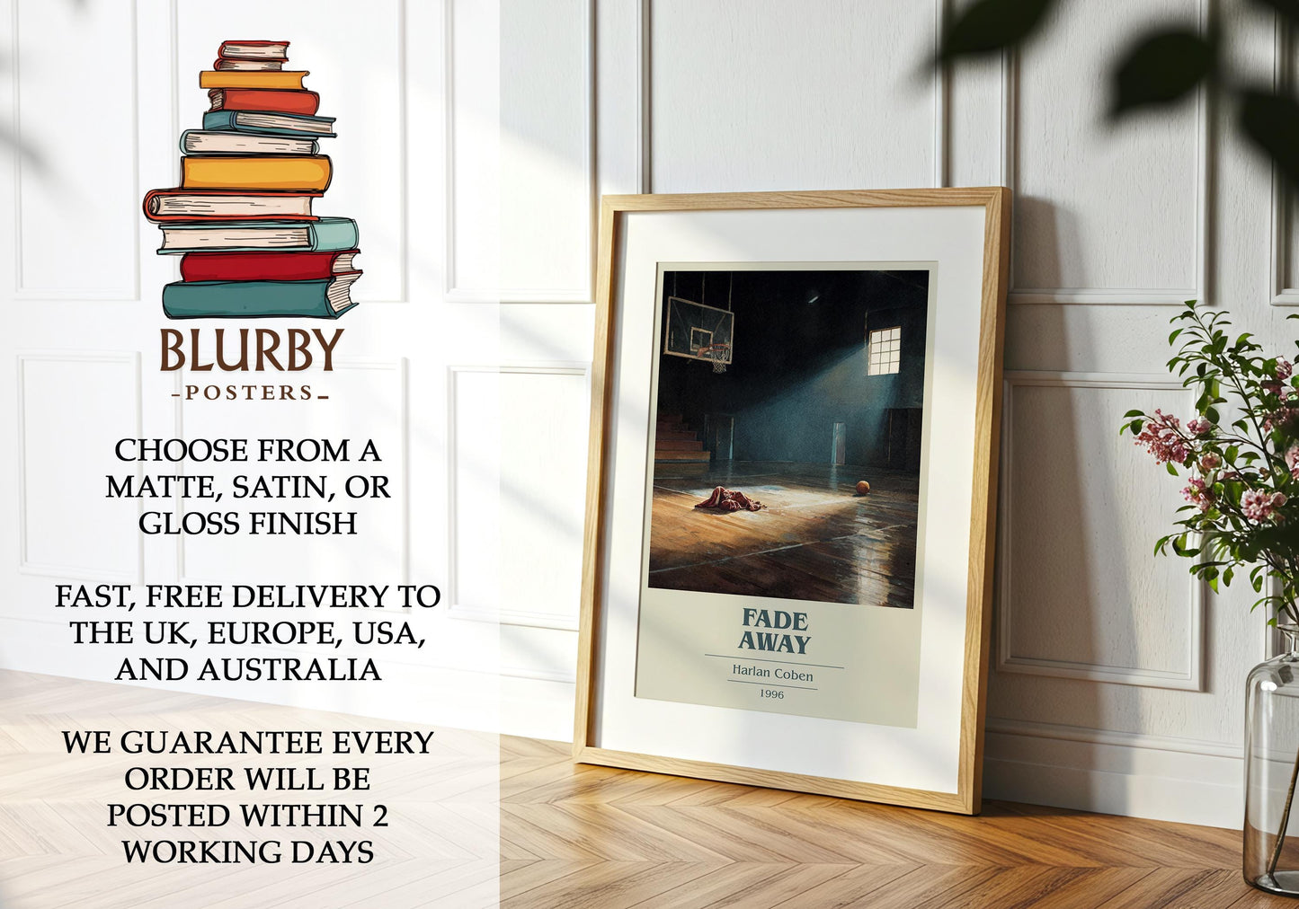 Fade Away by Harlan Coben | Book Poster | Literary Art Gift For Book Lover | Novel Inspired Wall Art | Free Delivery