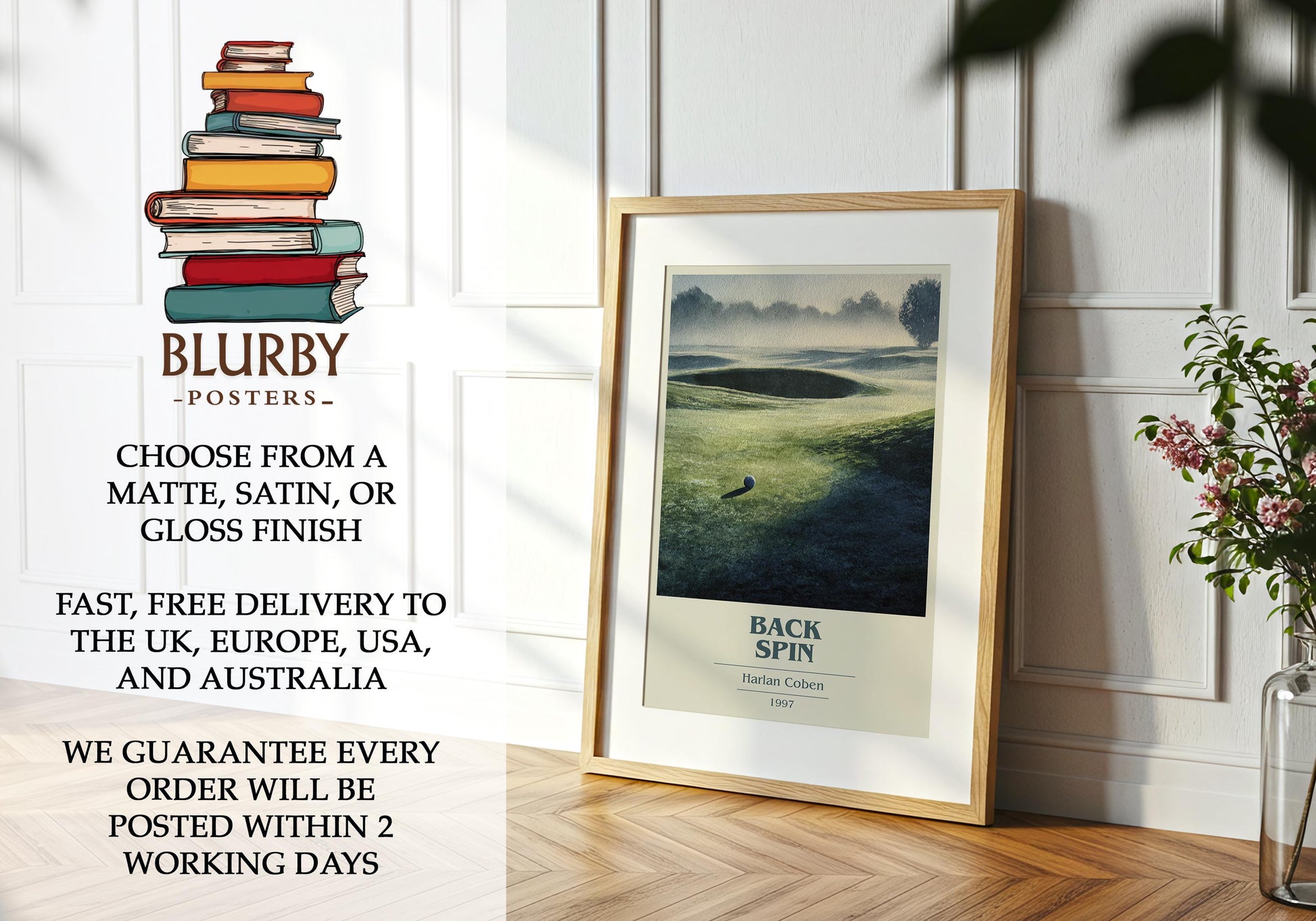 Back Spin by Harlan Coben | Book Poster | Literary Art Gift For Book Lover | Novel Inspired Wall Art | Free Delivery