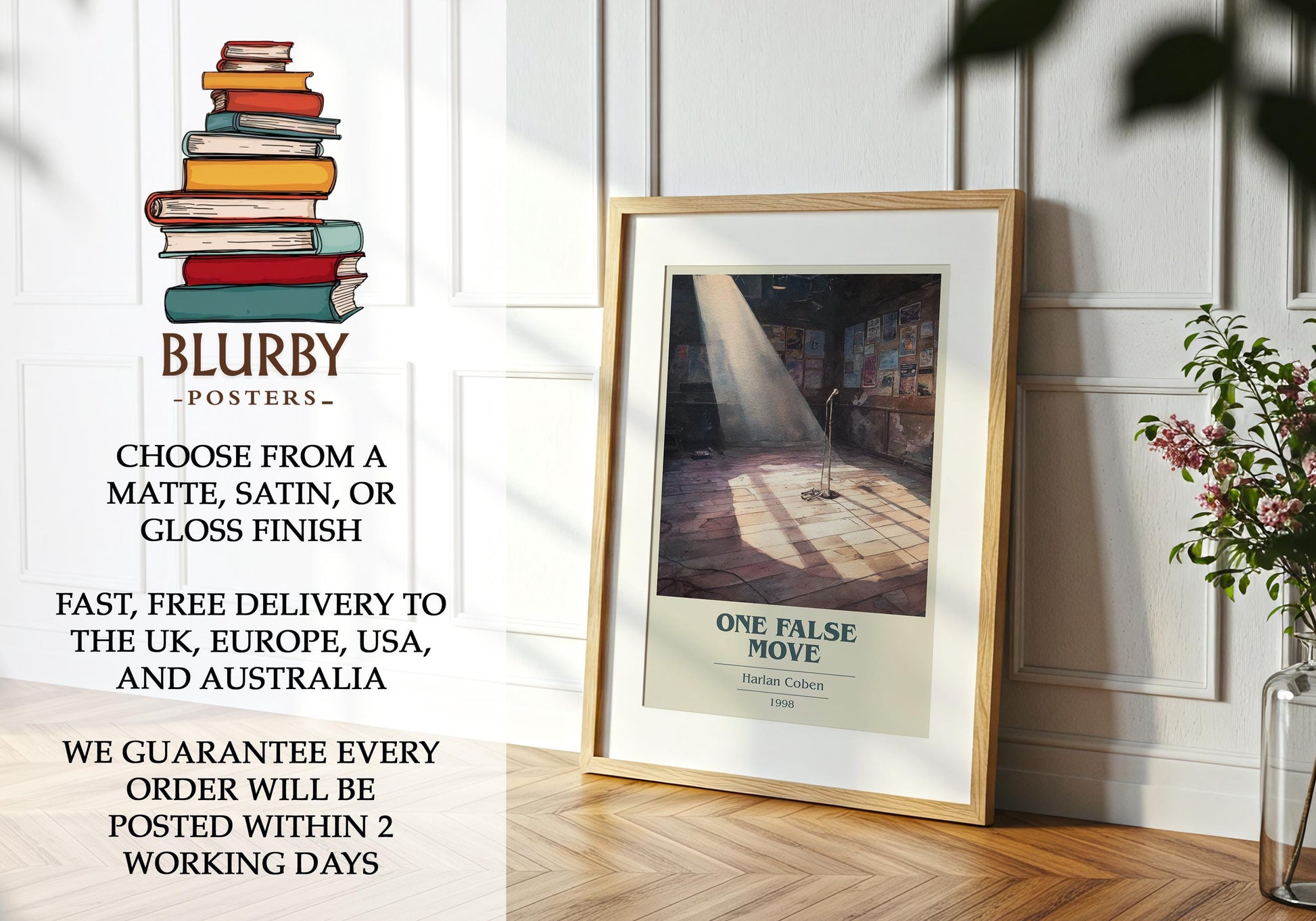 One False Move by Harlan Coben | Book Poster | Literary Art Gift For Book Lover | Novel Inspired Wall Art | Free Delivery