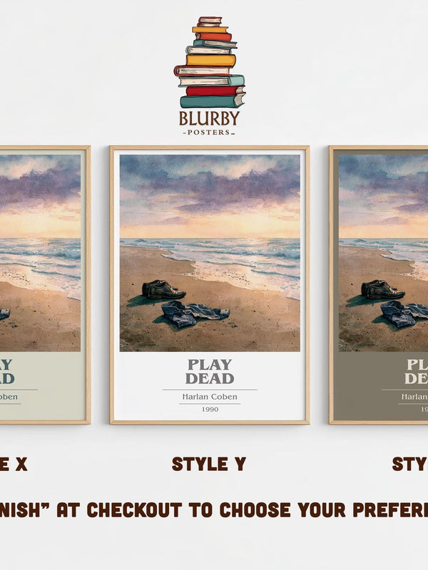 Play Dead book cover print in frame leaning in hallway – thriller wall art