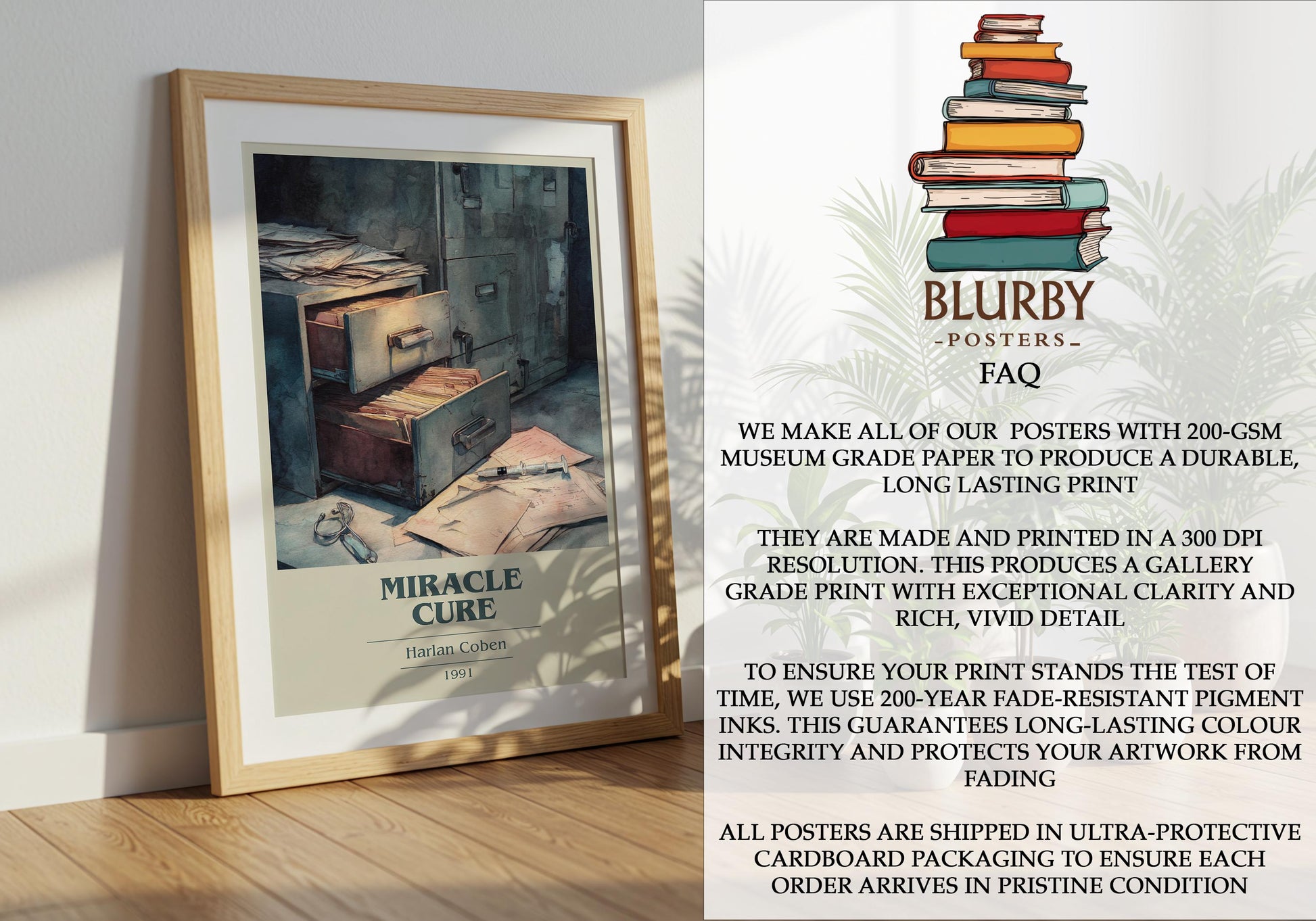 Miracle Cure by Harlan Coben | Book Poster | Literary Art Gift For Book Lover | Novel Inspired Wall Art | Free Delivery