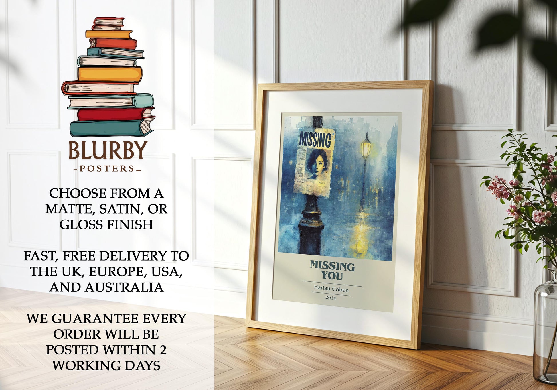 Missing You by Harlan Coben | Book Poster | Literary Art Gift For Book Lover | Novel Inspired Wall Art | Free Delivery