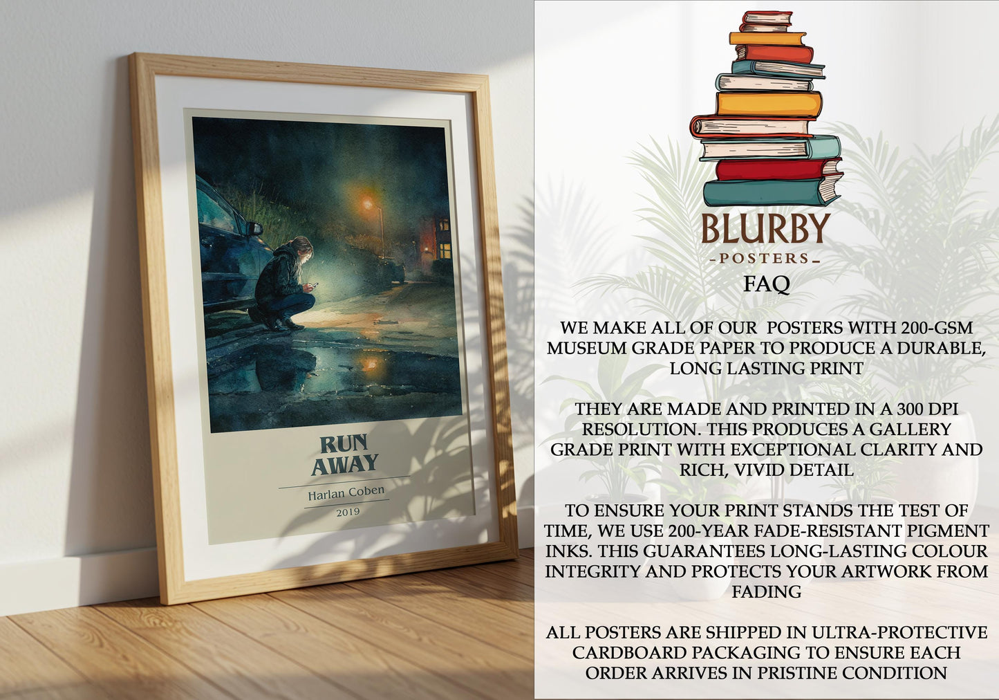 Run Away by Harlan Coben | Book Poster | Literary Art Gift For Book Lover | Novel Inspired Wall Art | Free Delivery
