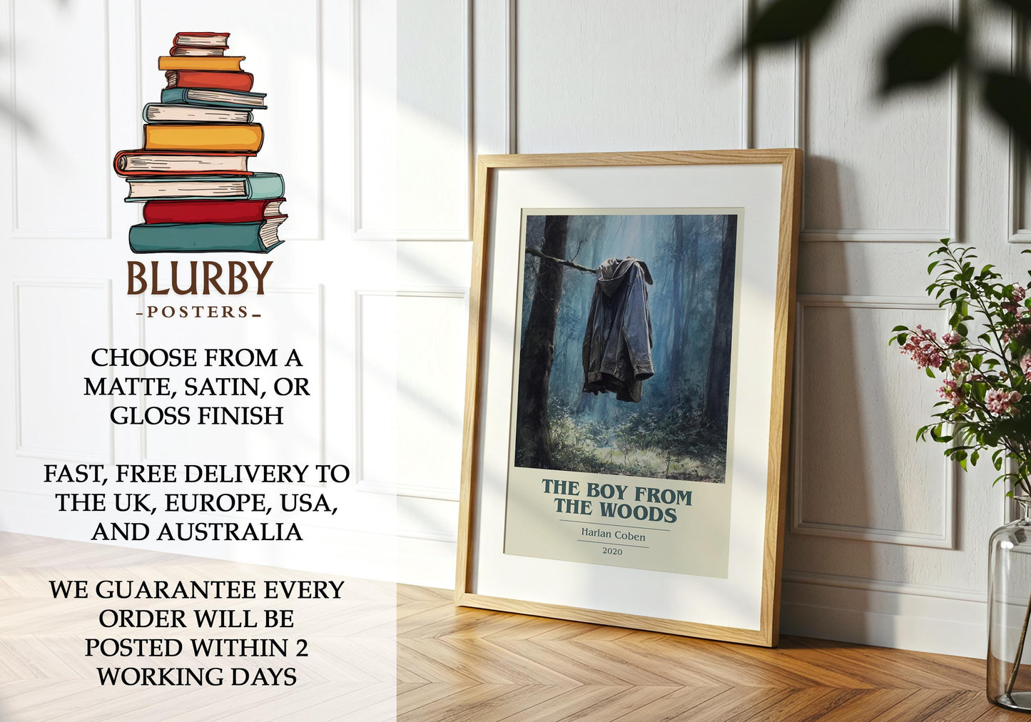 The Boy From The Woods by Harlan Coben | Book Poster | Literary Art Gift For Book Lover | Novel Inspired Wall Art | Free Delivery