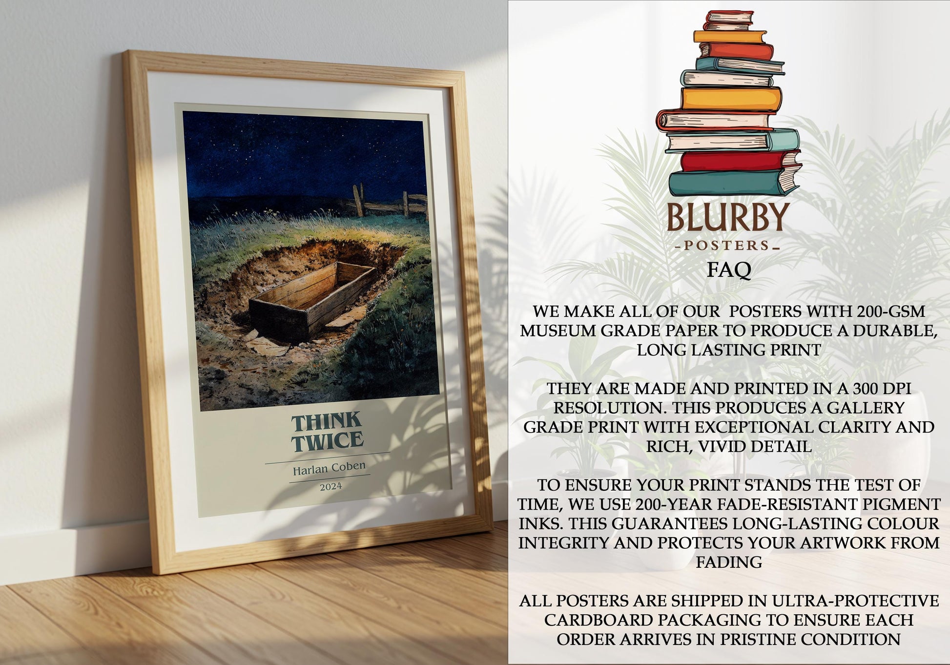 Think Twice by Harlan Coben | Book Poster | Literary Art Gift For Book Lover | Novel Inspired Wall Art | Free Delivery