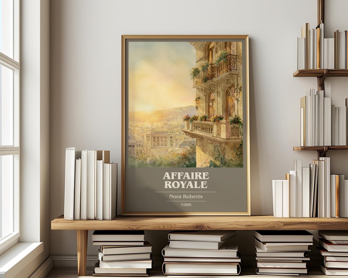 Affaire Royale book cover print on bookshelf – Nora Roberts fan gift