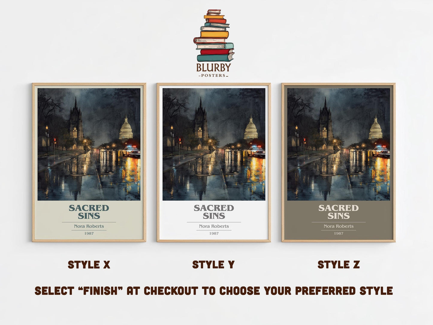 Sacred Sins book cover poster colour and style options – Nora Roberts book art