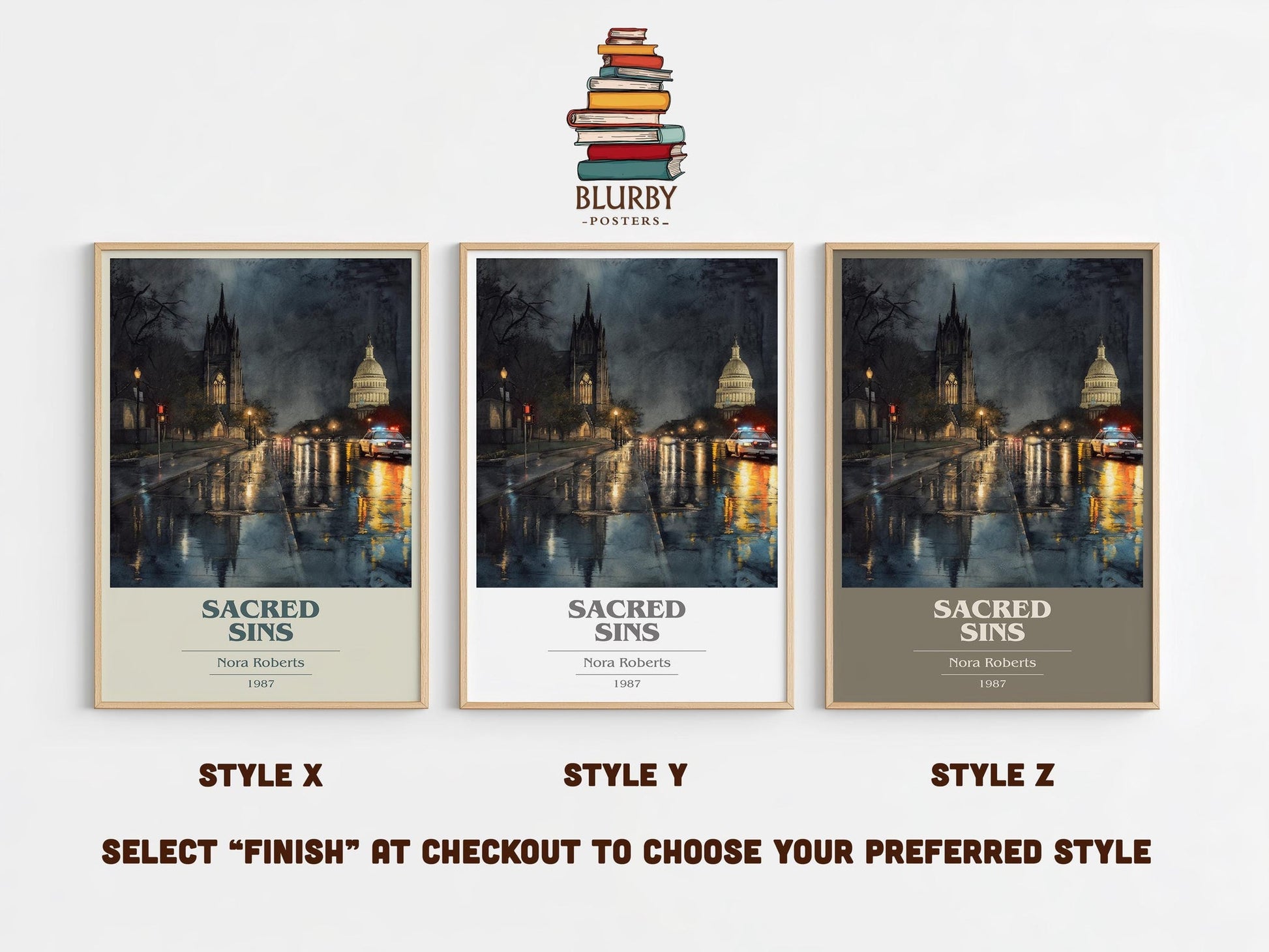 Sacred Sins book cover poster colour and style options – Nora Roberts book art