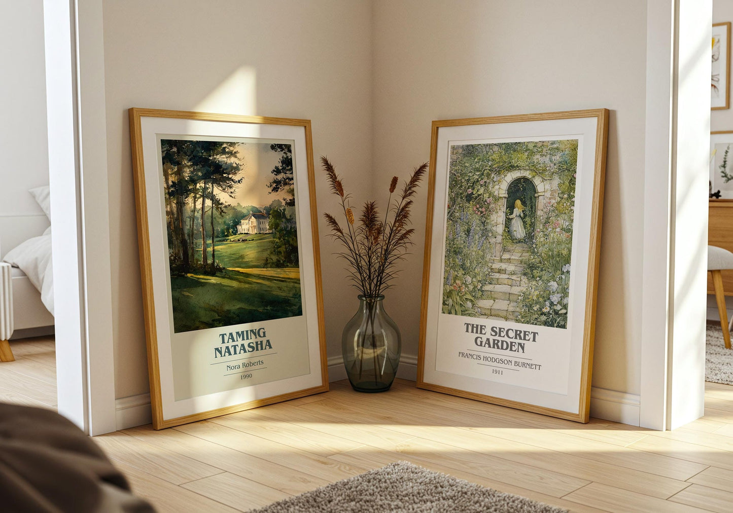 Taming Natasha book cover poster paired in gallery wall – literary art prints