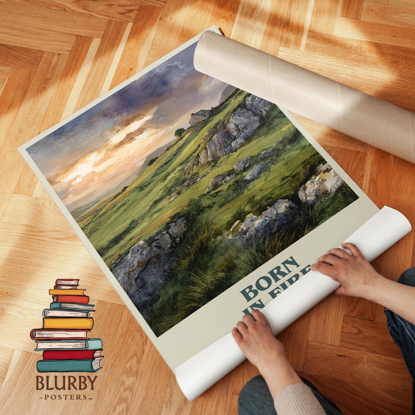 Born in Fire book poster packaging – museum-quality print rolled in protective tube