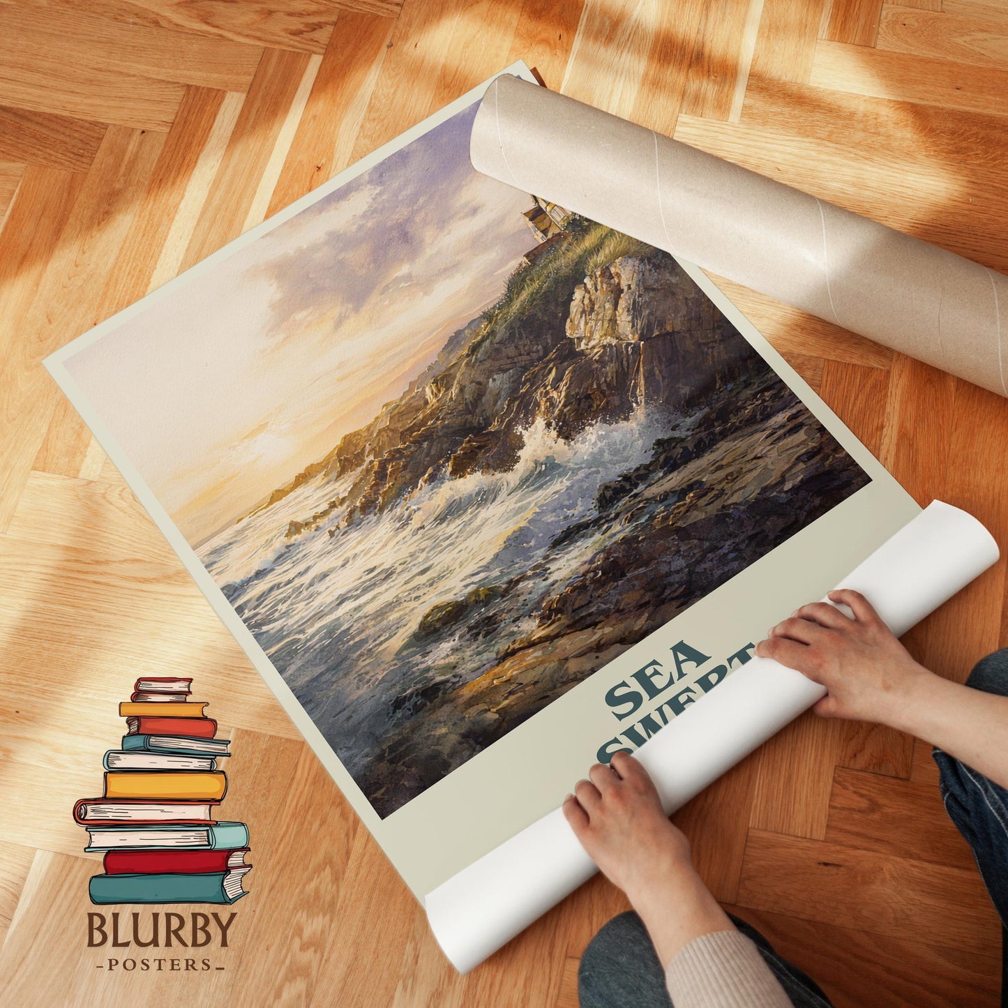 Sea Swept book poster packaging – museum-quality print rolled in protective tube