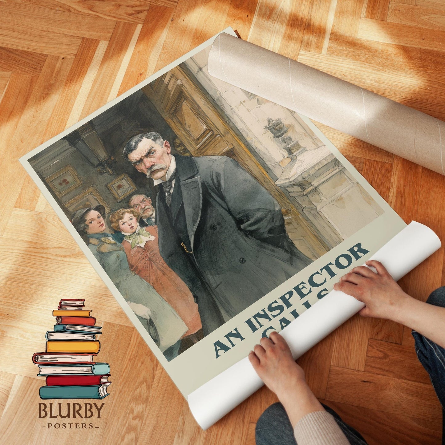 An Inspector Calls book poster packaging – museum-quality print rolled in protective tube