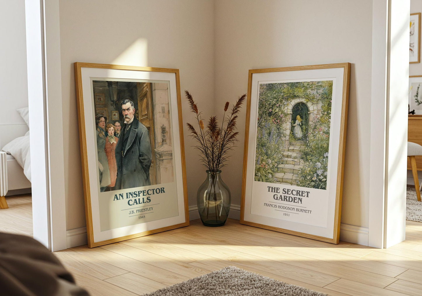 An Inspector Calls book cover poster paired in gallery wall – literary art prints