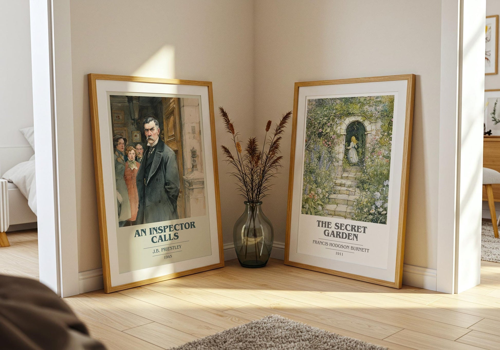 An Inspector Calls book cover poster paired in gallery wall – literary art prints