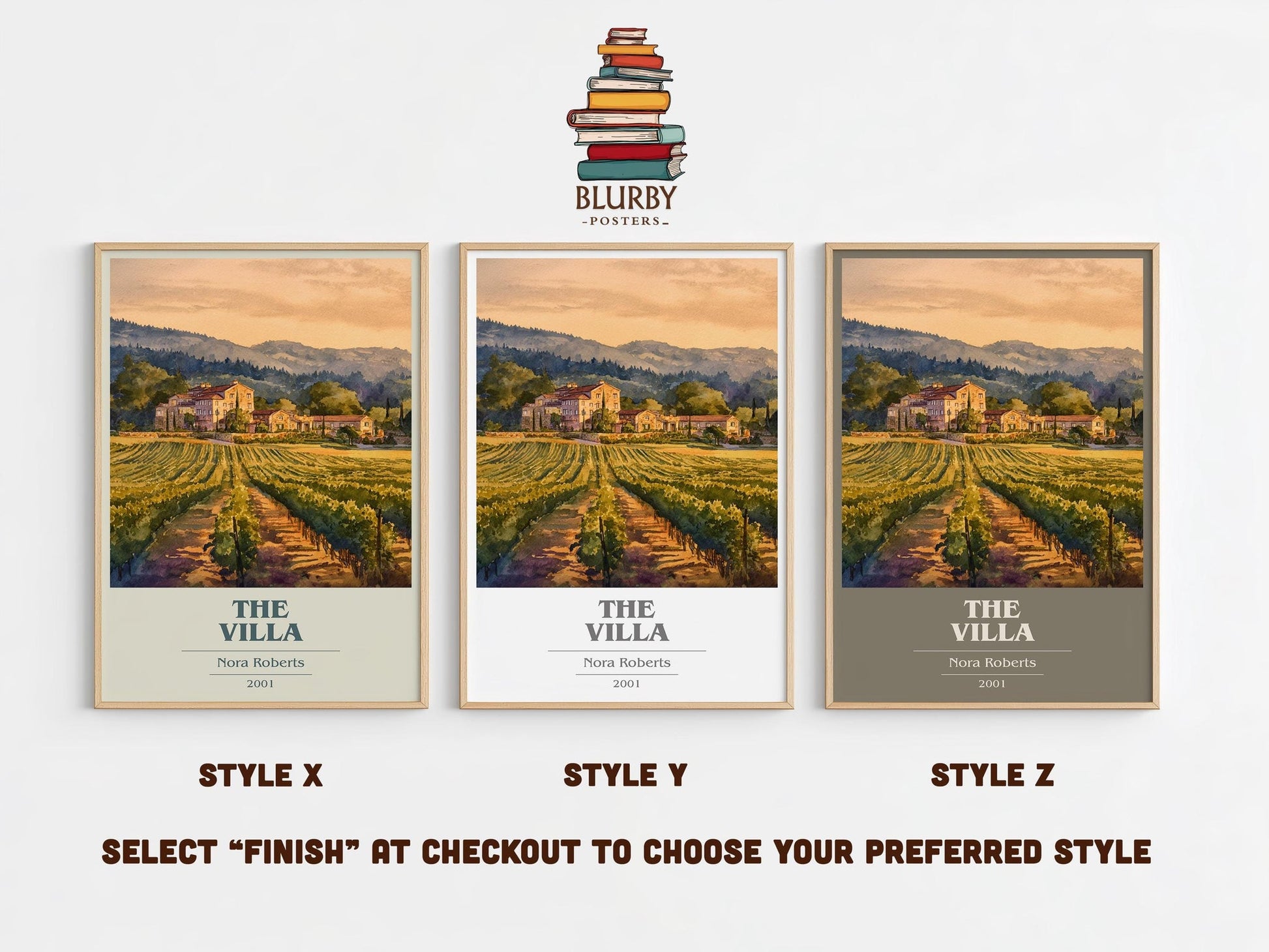 The Villa book cover poster colour and style options – Nora Roberts book art