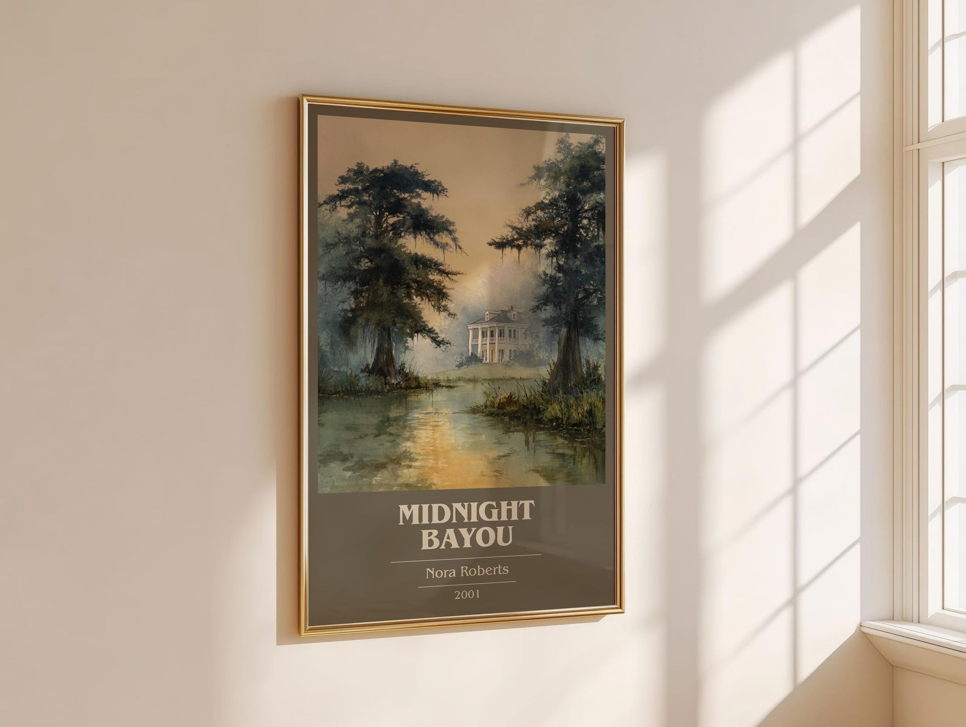 Midnight Bayou book cover book poster framed on wall – romance wall art