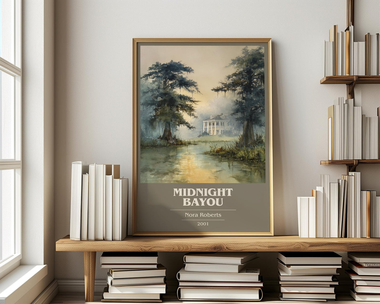 Midnight Bayou book cover print on bookshelf – Nora Roberts fan gift