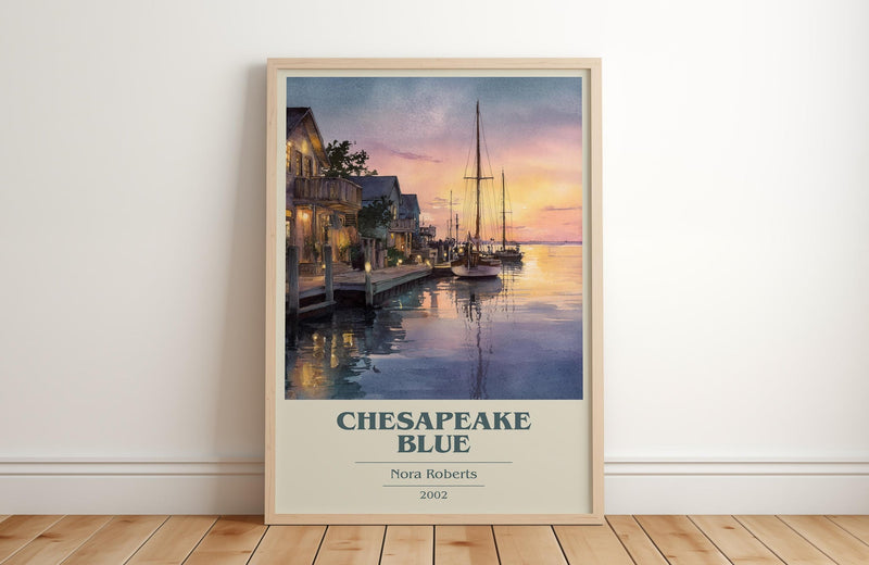 Chesapeake Blue book cover poster colour and style options – Nora Roberts book art