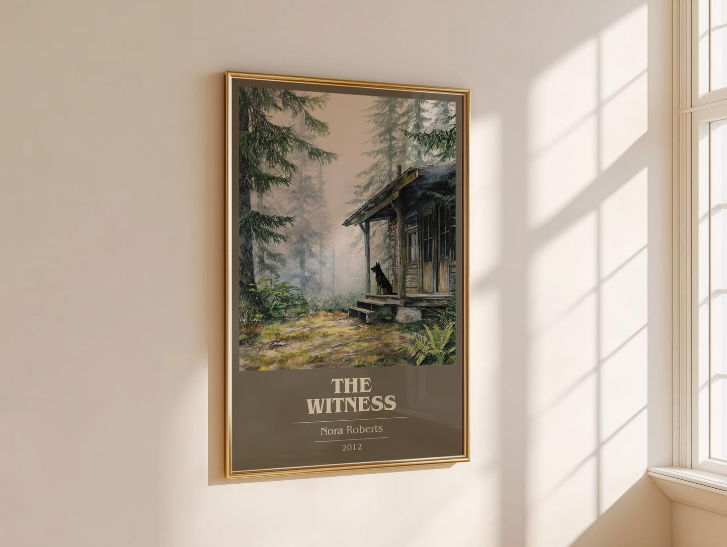 The Witness book cover print framed by window – literary home decor