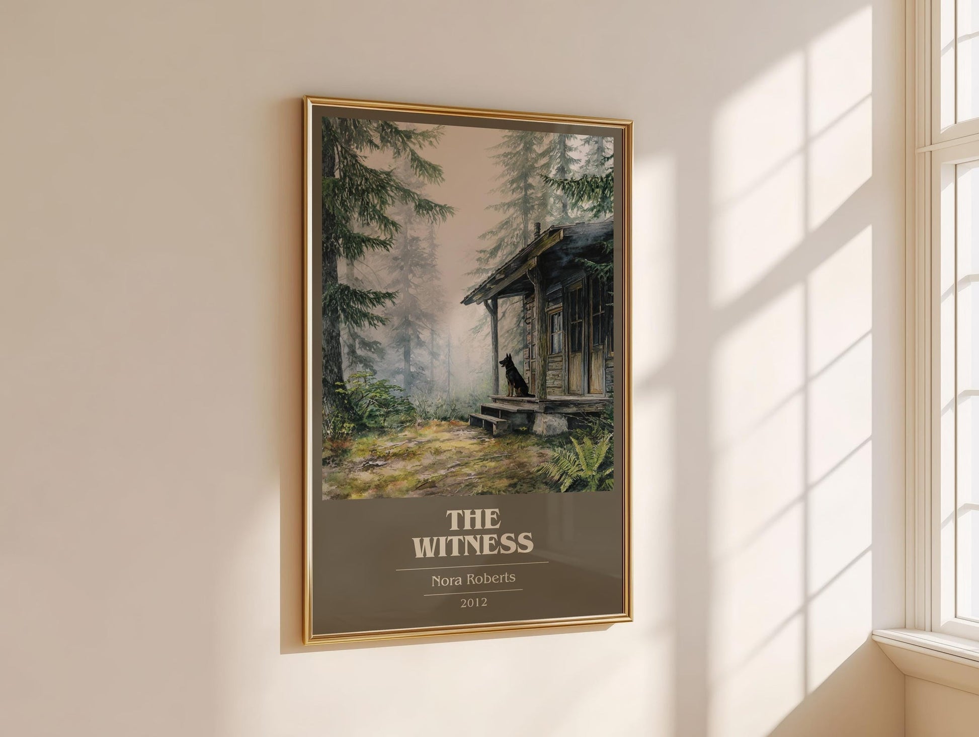 The Witness book cover print framed by window – literary home decor