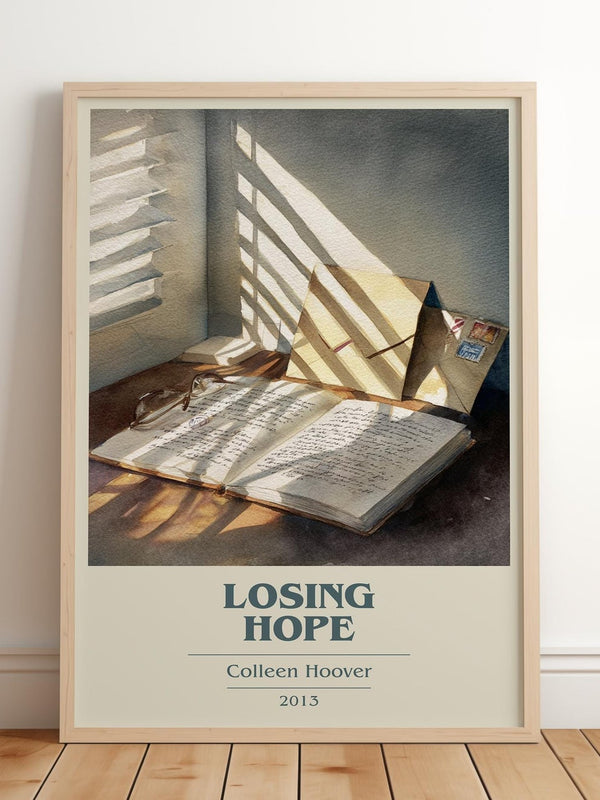 Losing Hope book cover print in frame leaning in hallway – romance wall art