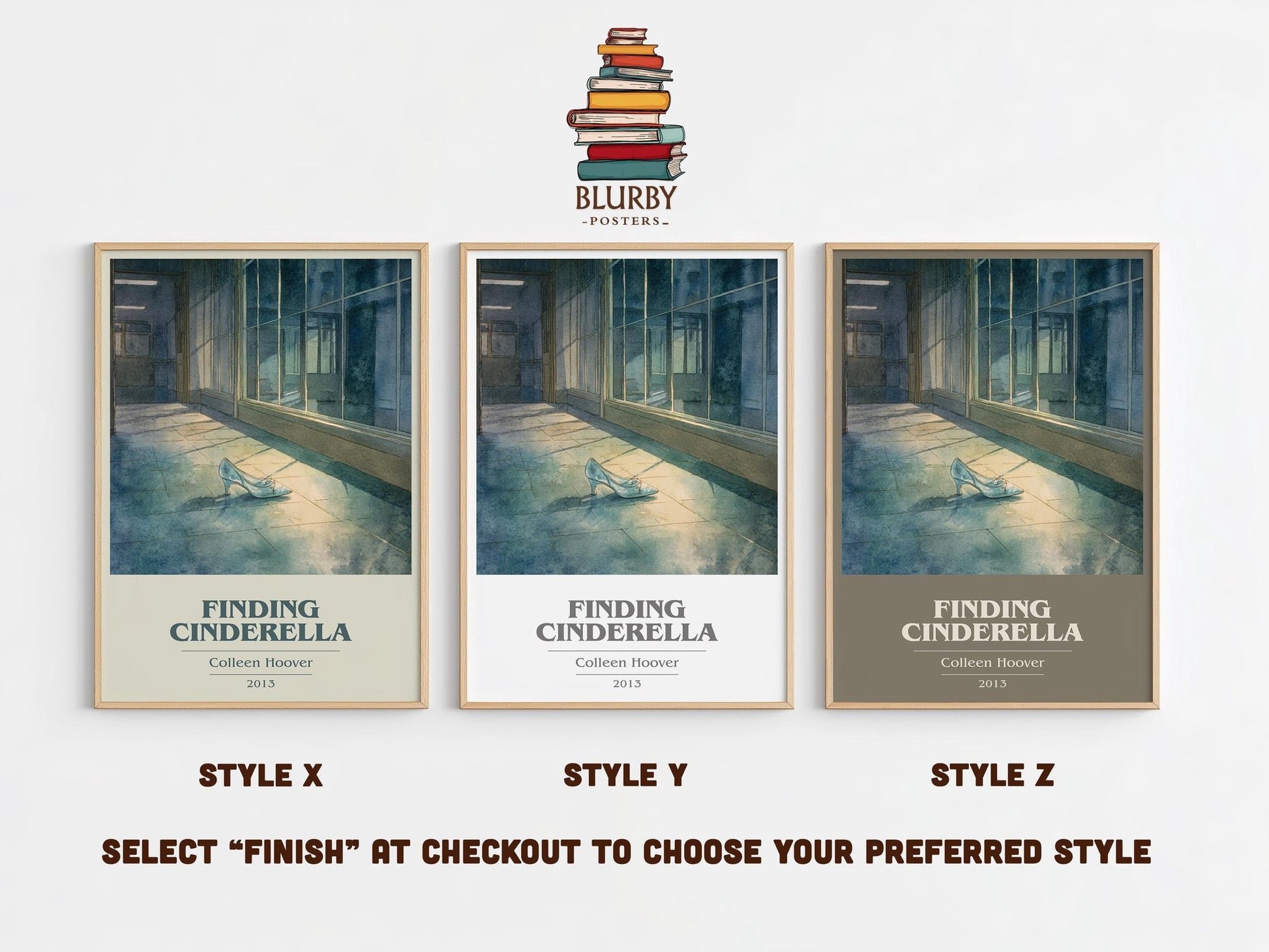 Finding Cinderella book cover poster colour and style options – Colleen Hoover book art