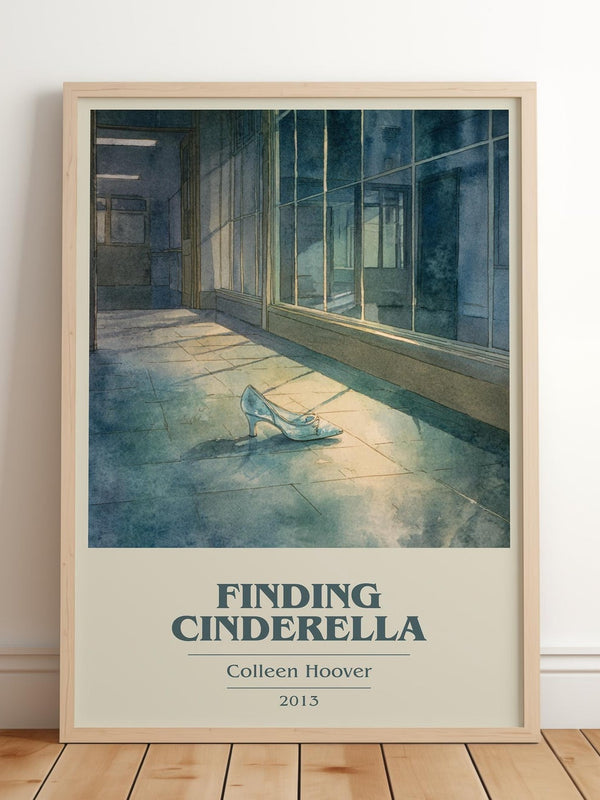 Finding Cinderella book cover print in frame leaning in hallway – romance wall art