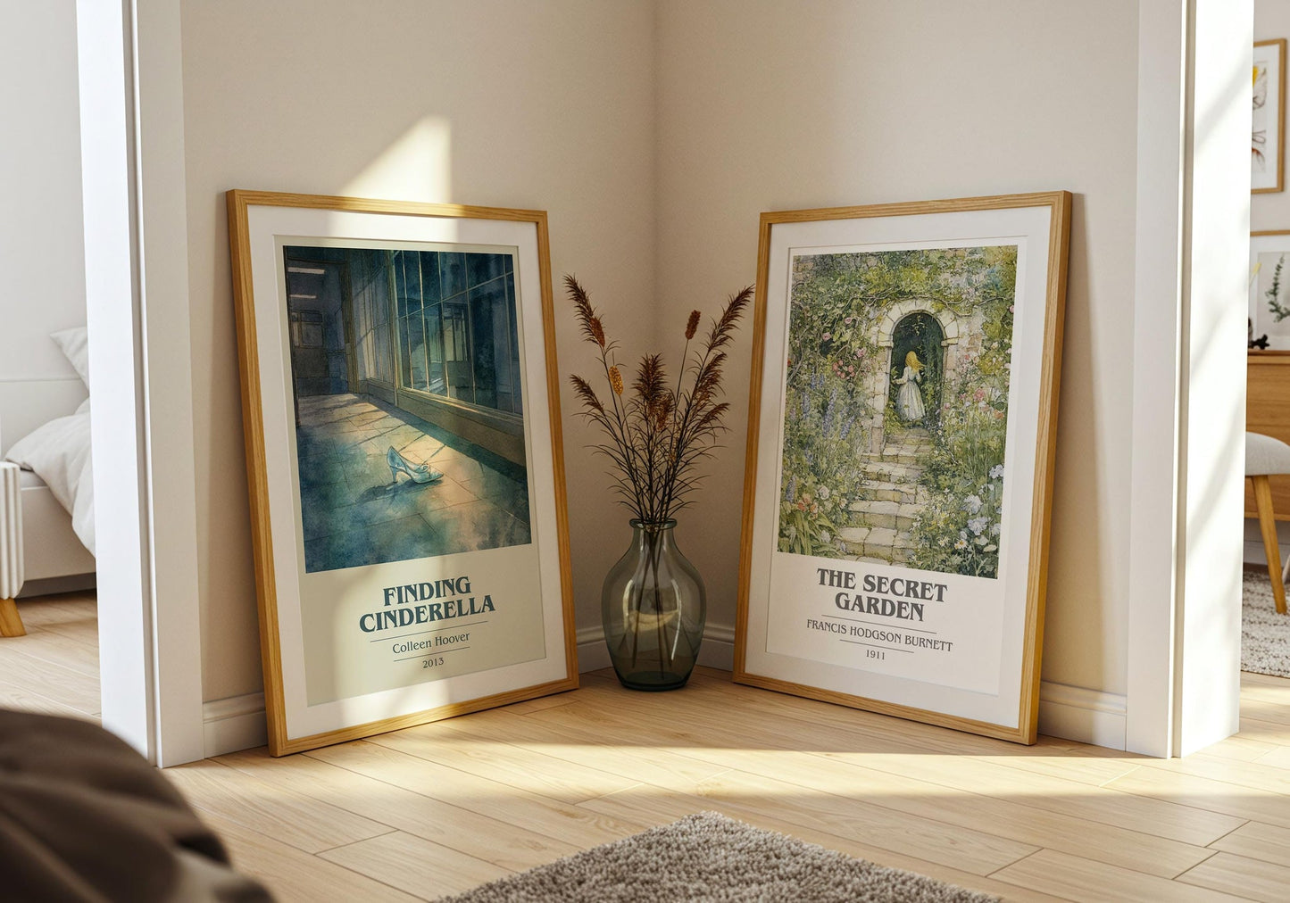 Finding Cinderella book cover poster paired in gallery wall – literary art prints