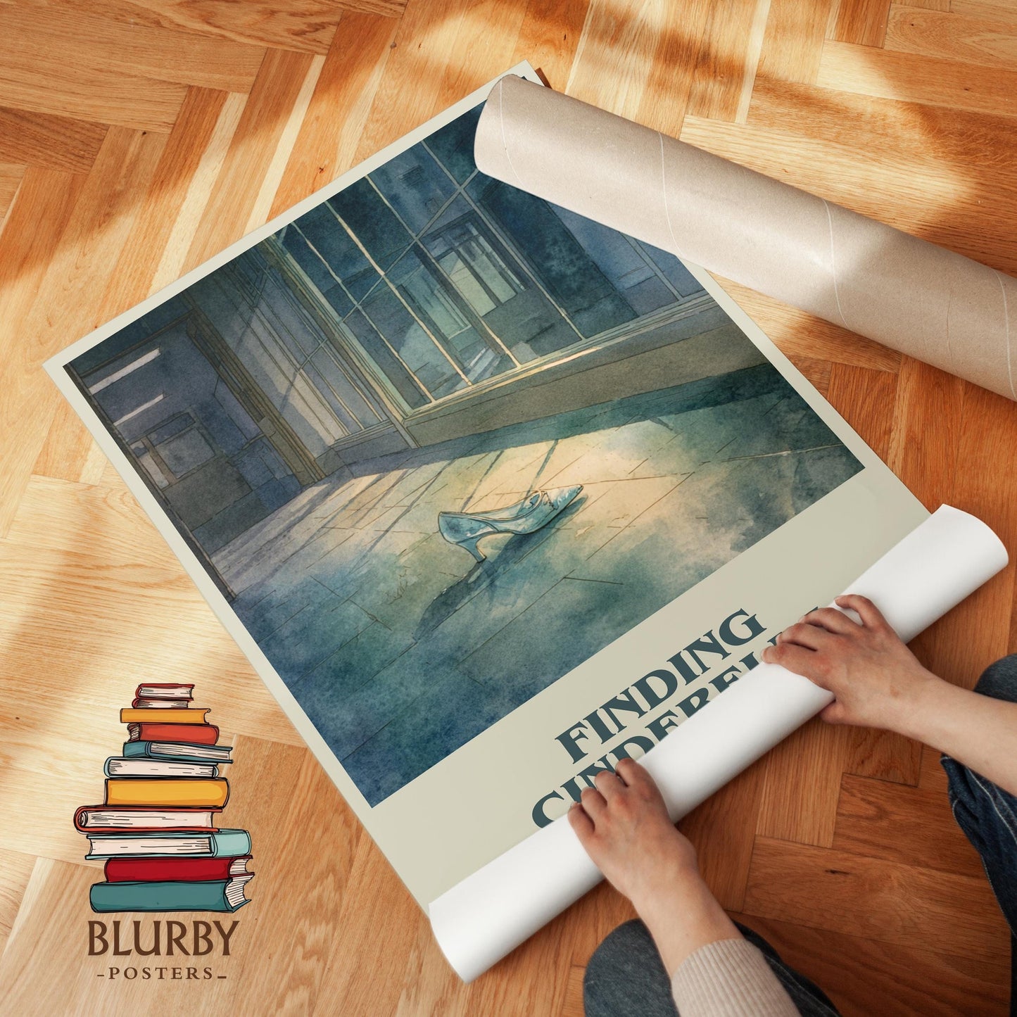 Finding Cinderella book poster packaging – museum-quality print rolled in protective tube