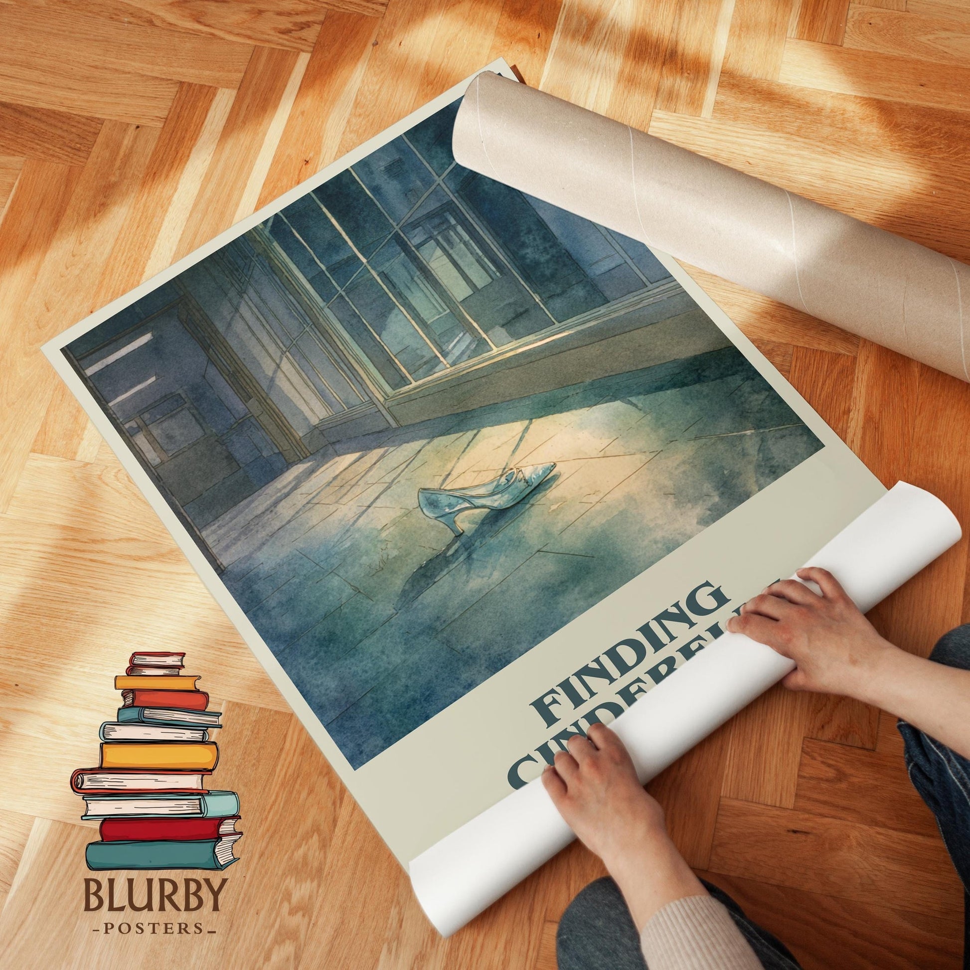 Finding Cinderella book poster packaging – museum-quality print rolled in protective tube