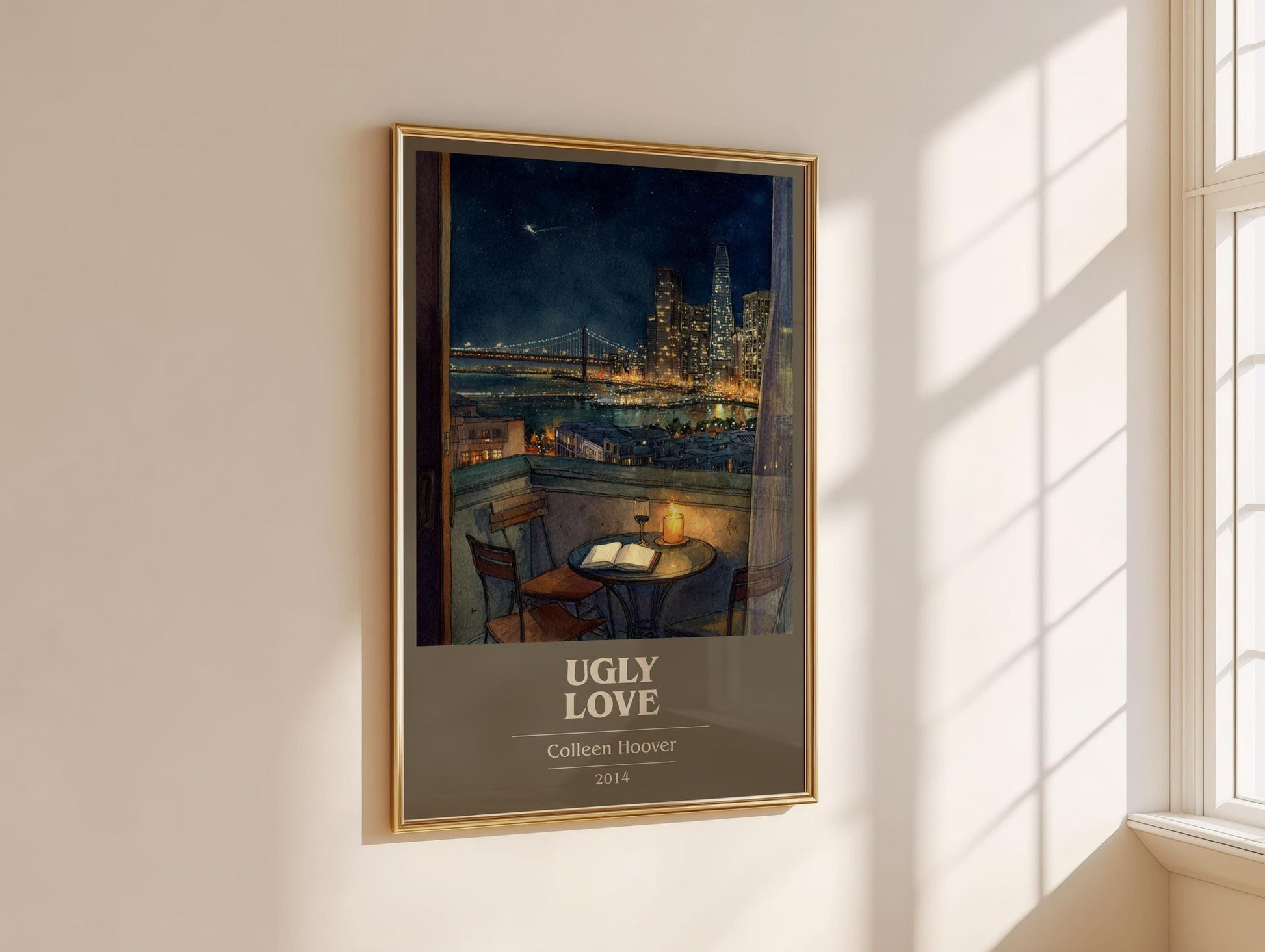 Ugly Love book cover book poster framed on wall – romance wall art