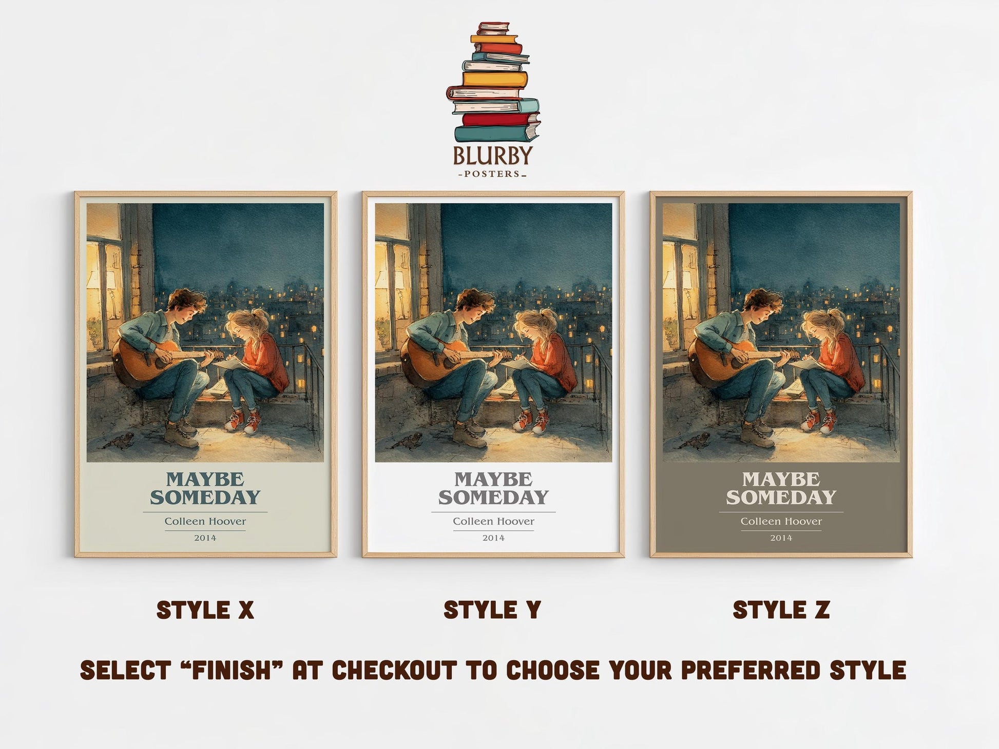 Maybe Someday book cover poster colour and style options – Colleen Hoover book art