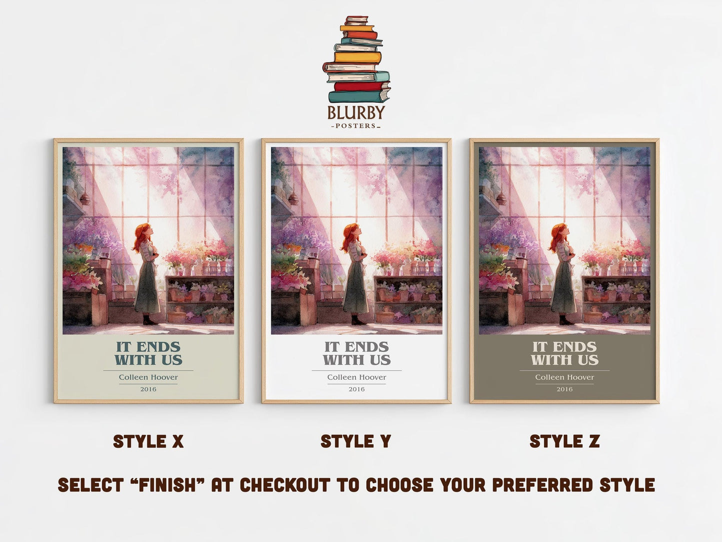 It Ends with Us book cover poster colour and style options – Colleen Hoover book art