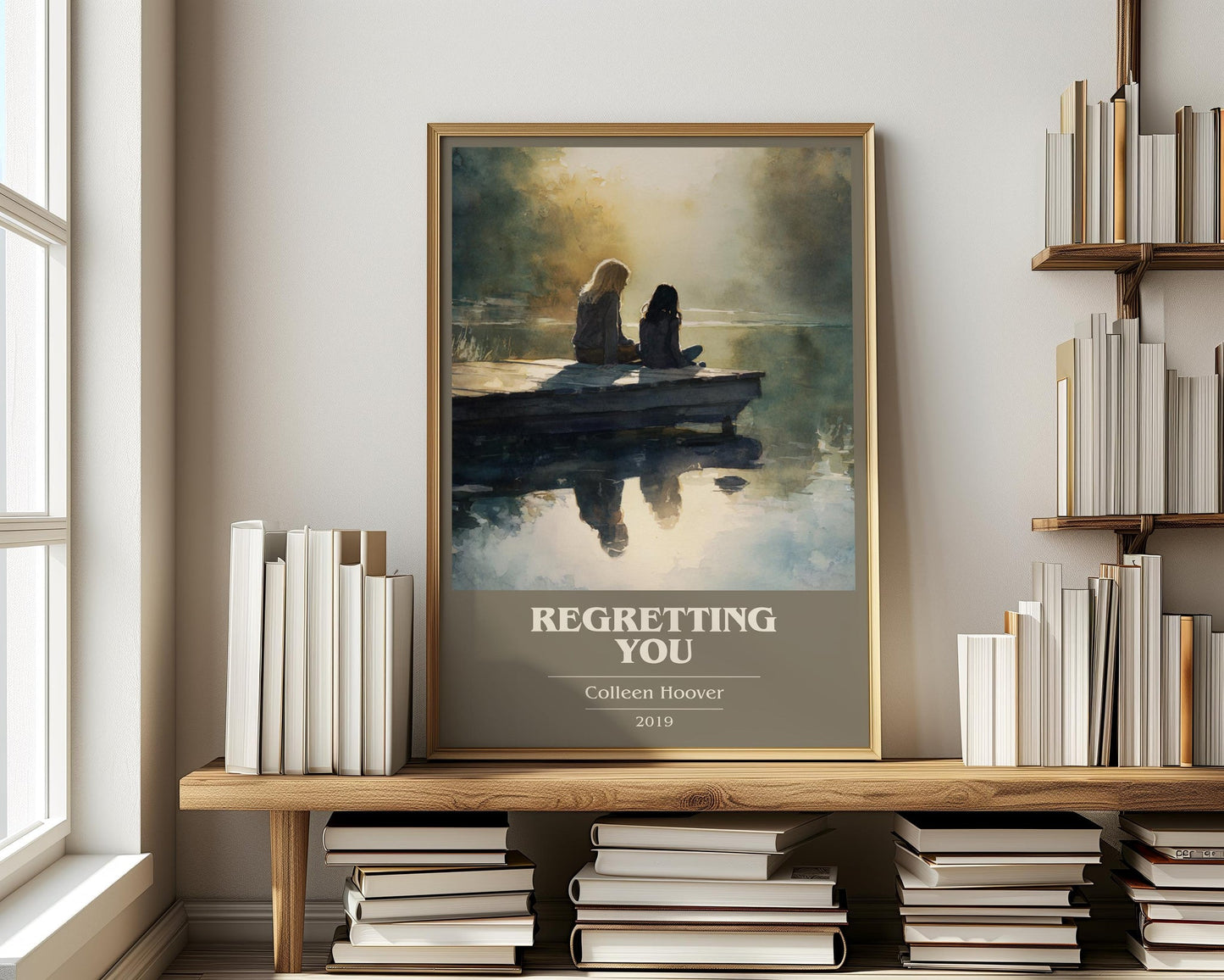 Regretting You book cover print on bookshelf – Colleen Hoover fan gift