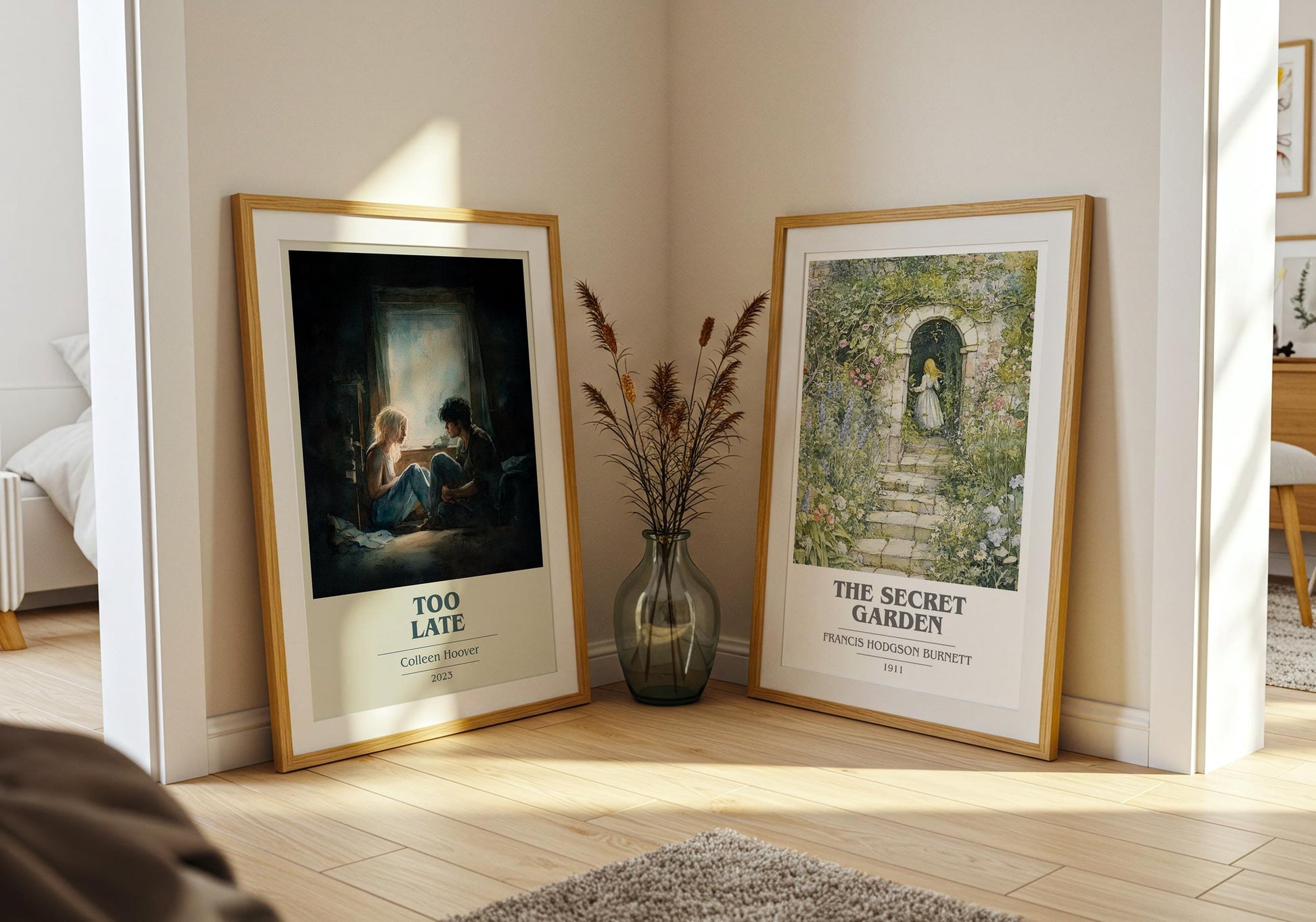 Too late book cover print on bookshelf – Colleen Hoover fan gift