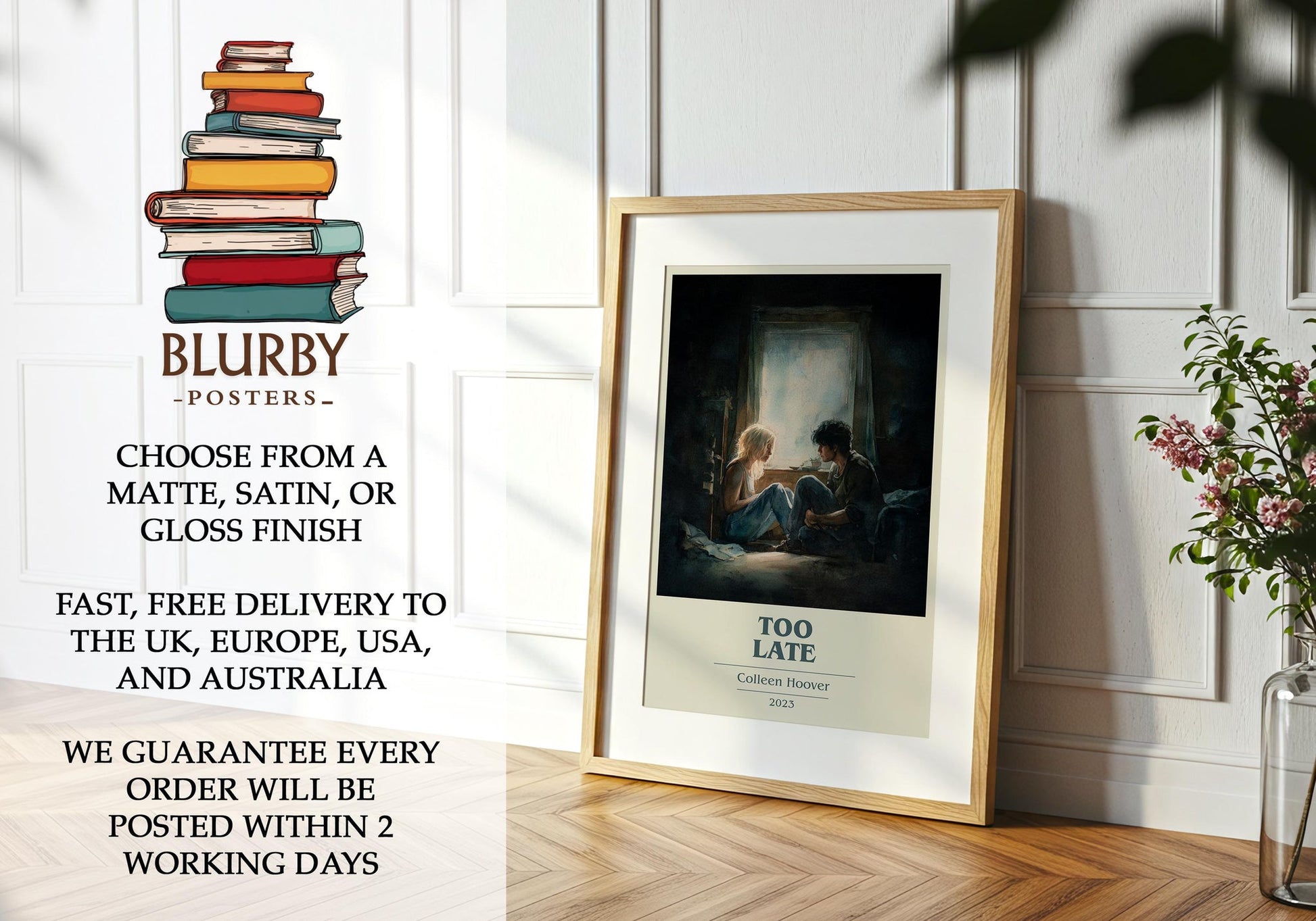 Too late book poster packaging – museum-quality print rolled in protective tube