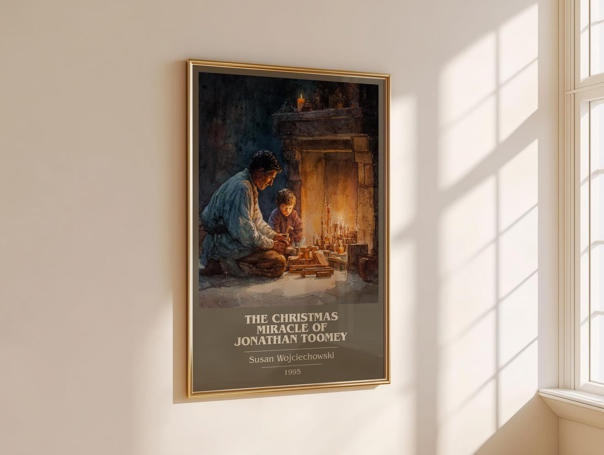 The Christmas Miracle of Jonathan Toomey book cover book poster framed on wall – childrens wall art