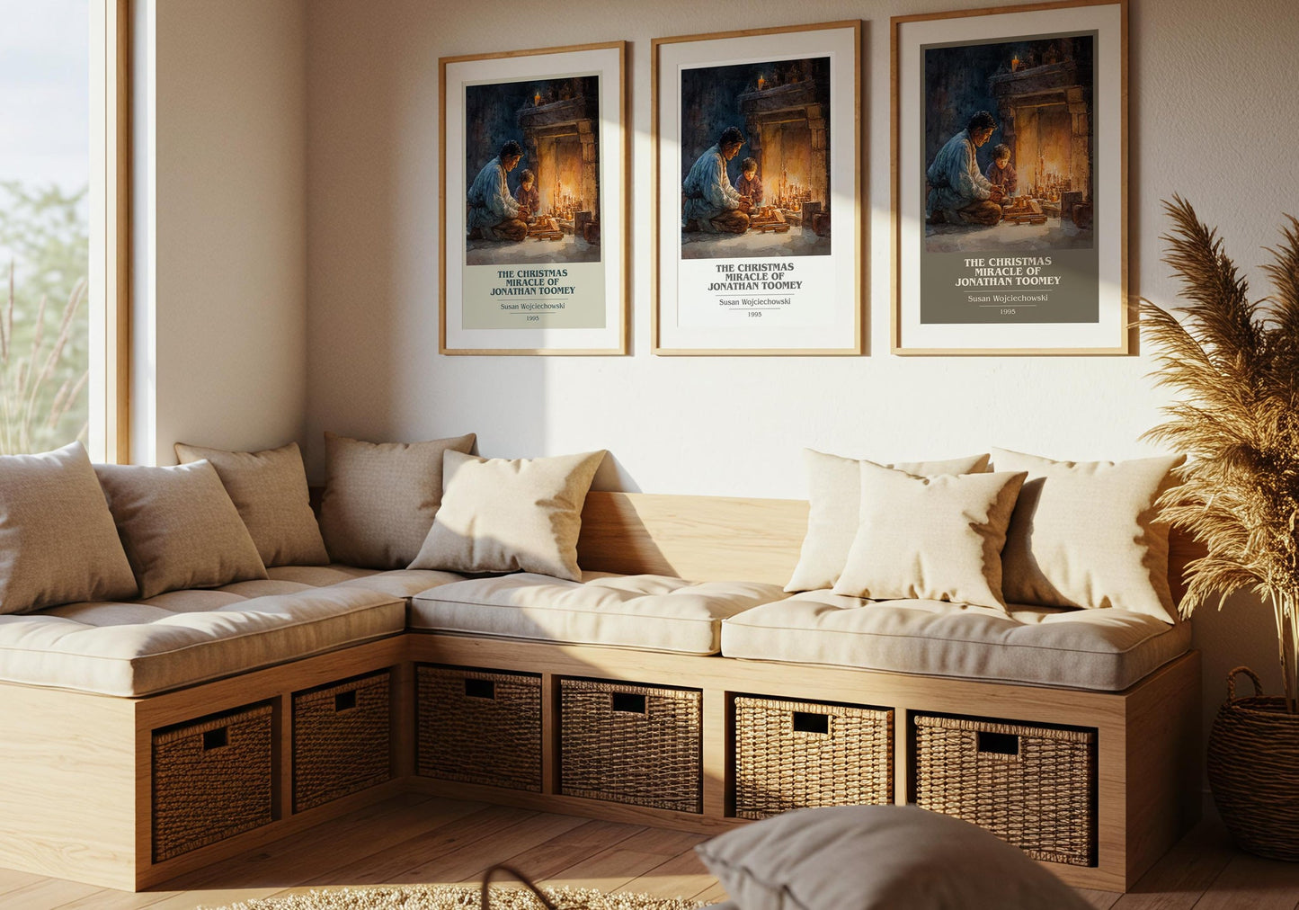 The Christmas Miracle of Jonathan Toomey book cover poster paired in gallery wall – literary art prints