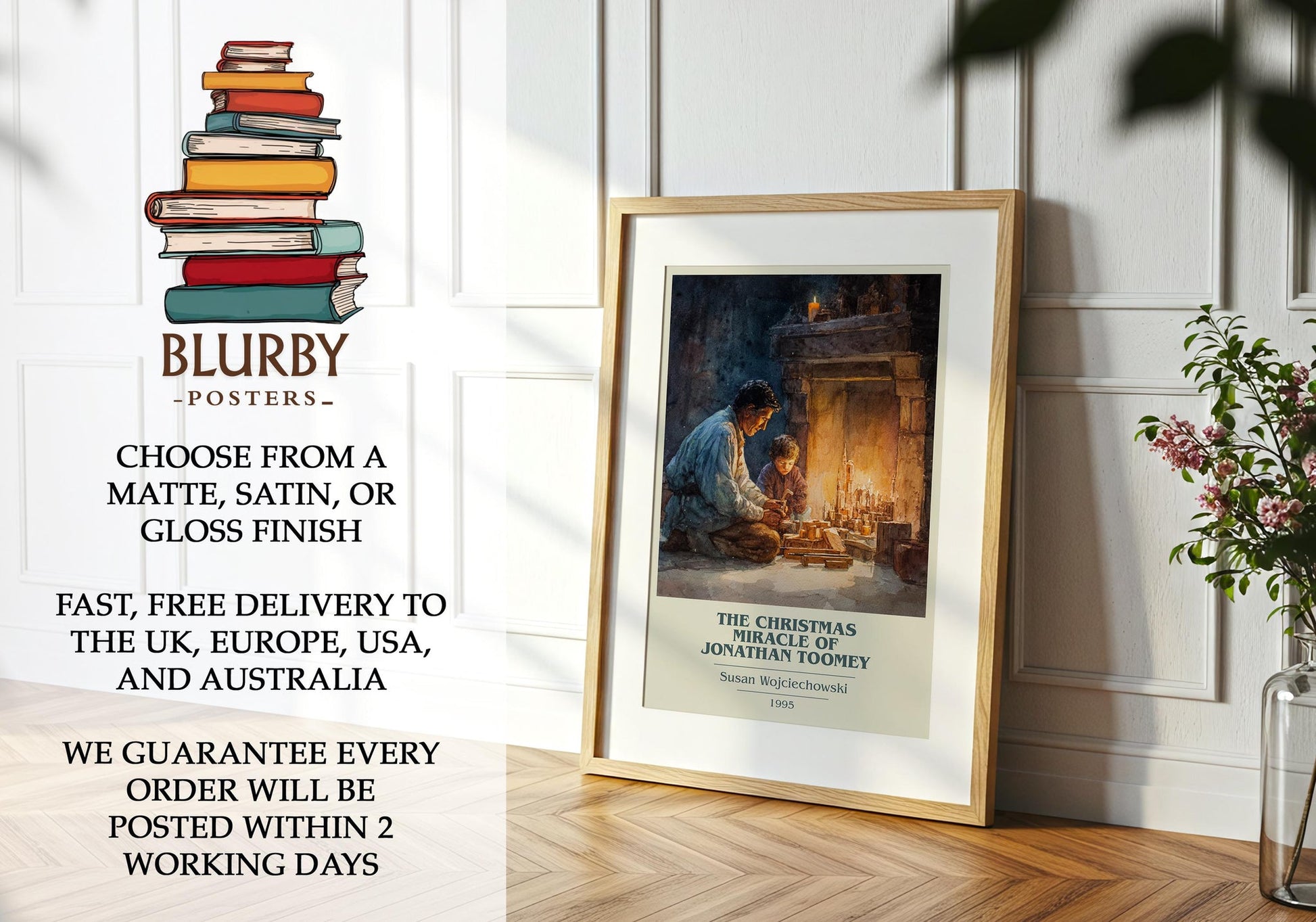 The Christmas Miracle of Jonathan Toomey book poster packaging – museum-quality print rolled in protective tube
