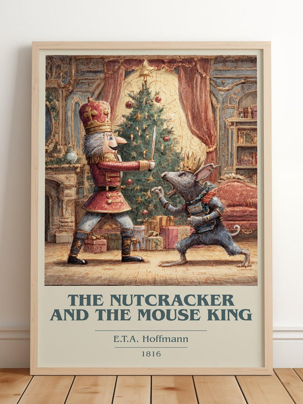 Nutcracker and the Mouse King book cover print in frame leaning in hallway – childrens wall art
