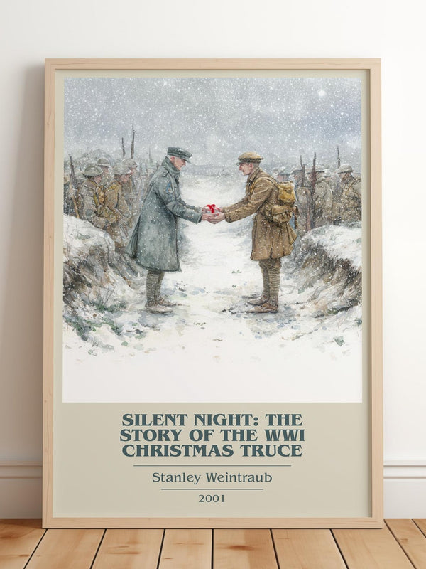 Silent Night: The Story of the World War I Christmas Truce book cover print in frame leaning in hallway – non fiction wall