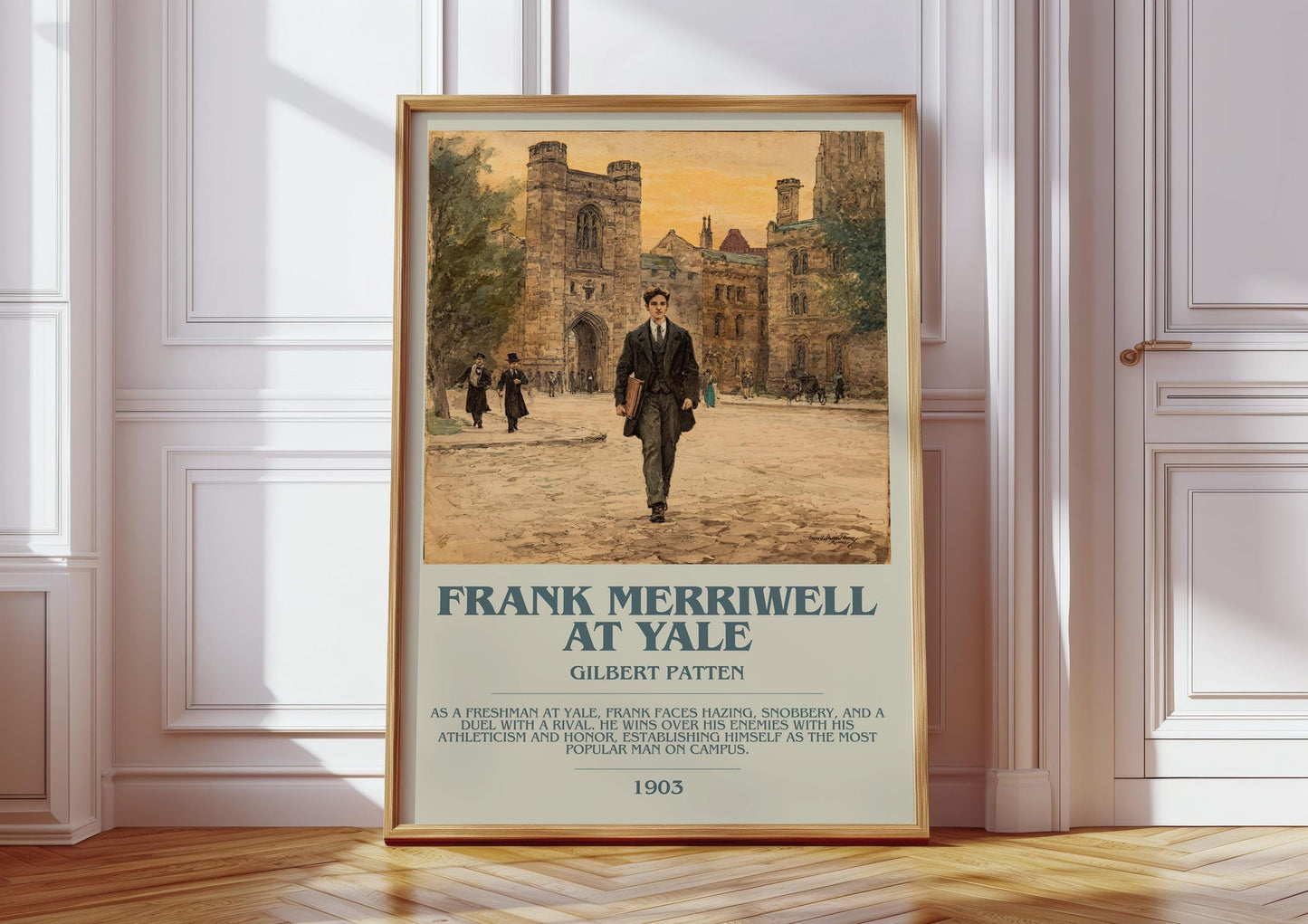 Frank Merriwell At Yale bookish print in frame leaning in hallway – adventure wall art