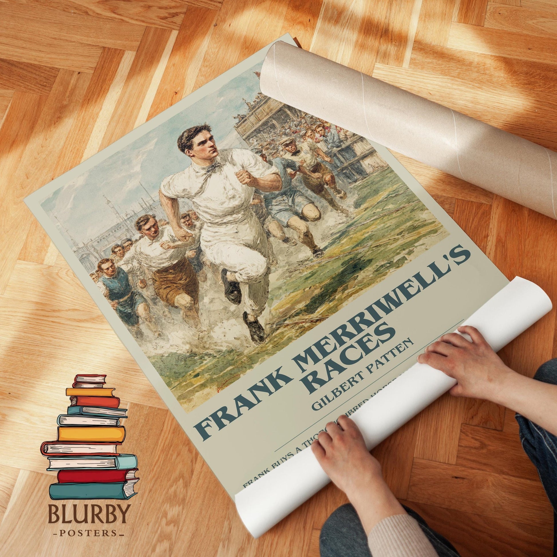 Frank Merriwell's Races book poster packaging – museum-quality print rolled in protective tube