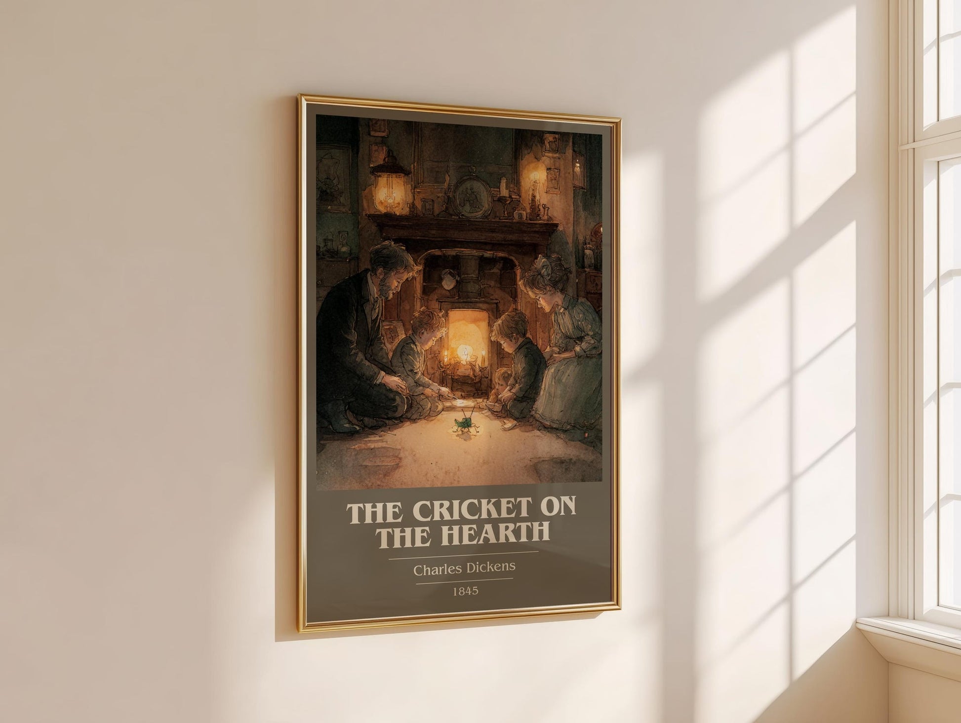 The Cricket On The Hearth book cover print on bookshelf – Charles Dickens fan gift