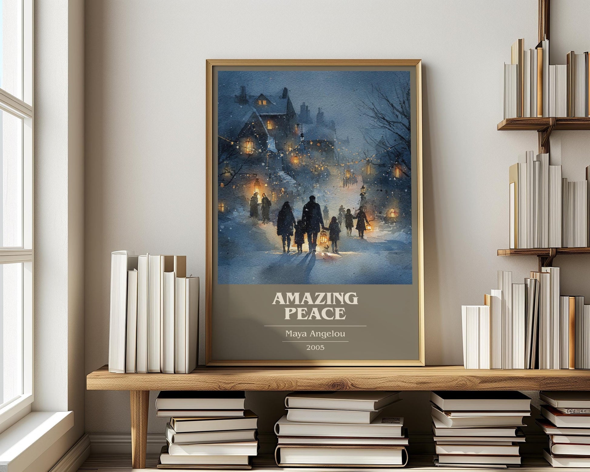 Amazing Peace book cover poster paired in gallery wall – literary art prints