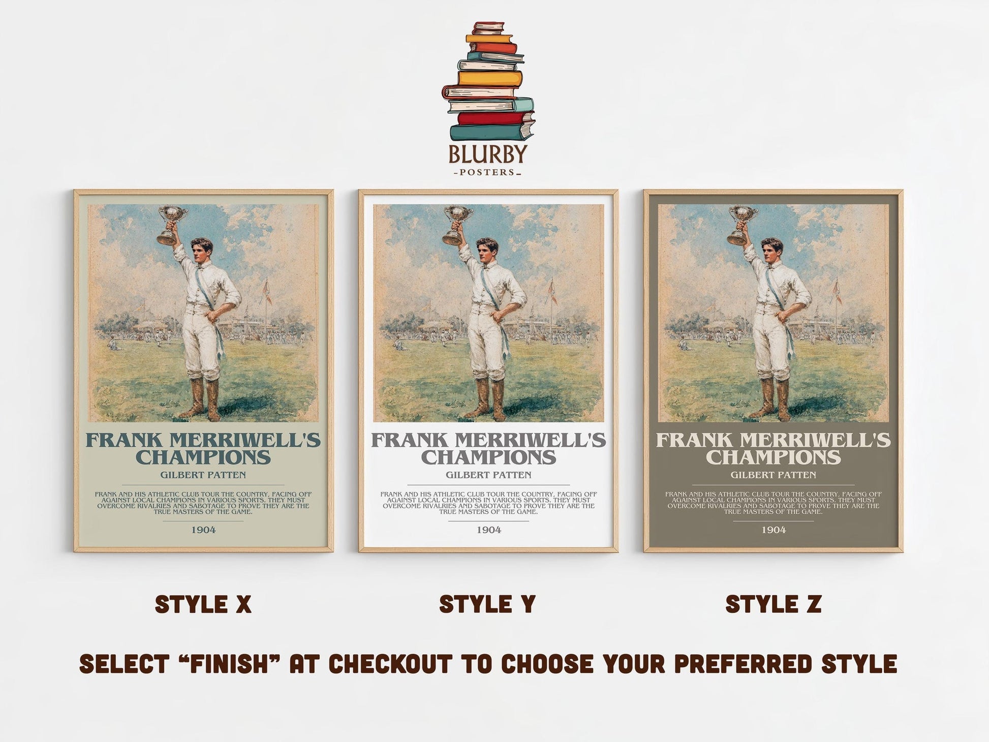 Frank Merriwell's Champions bookish poster colour and style options – Gilbert Patten book art