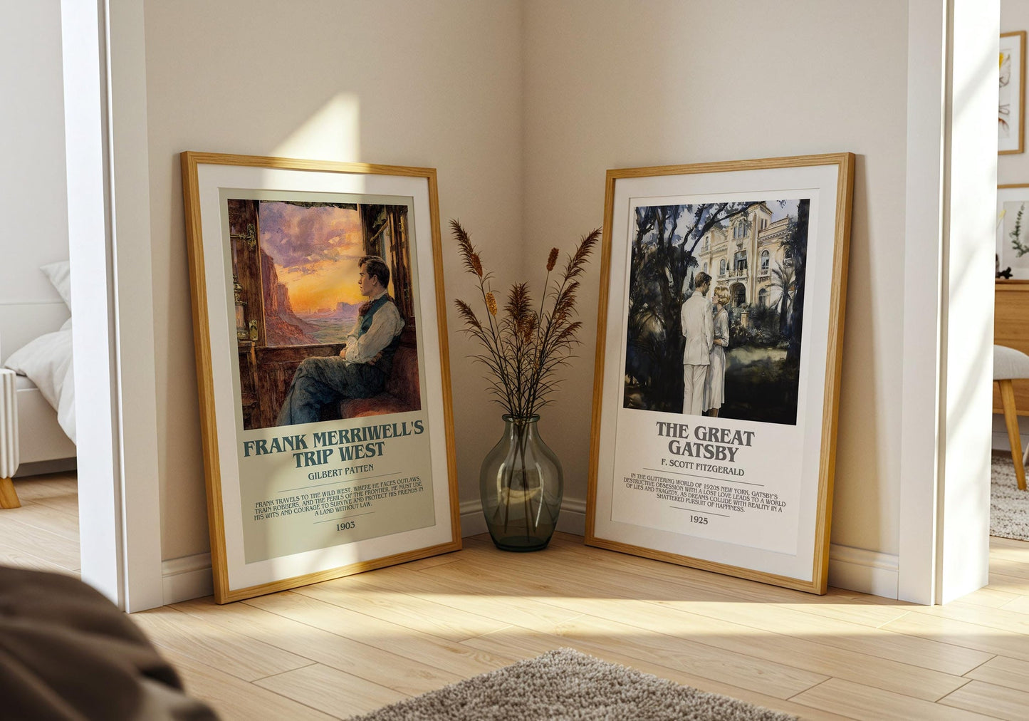 Frank Merriwell's Trip West bookish poster paired in gallery wall – literary art prints