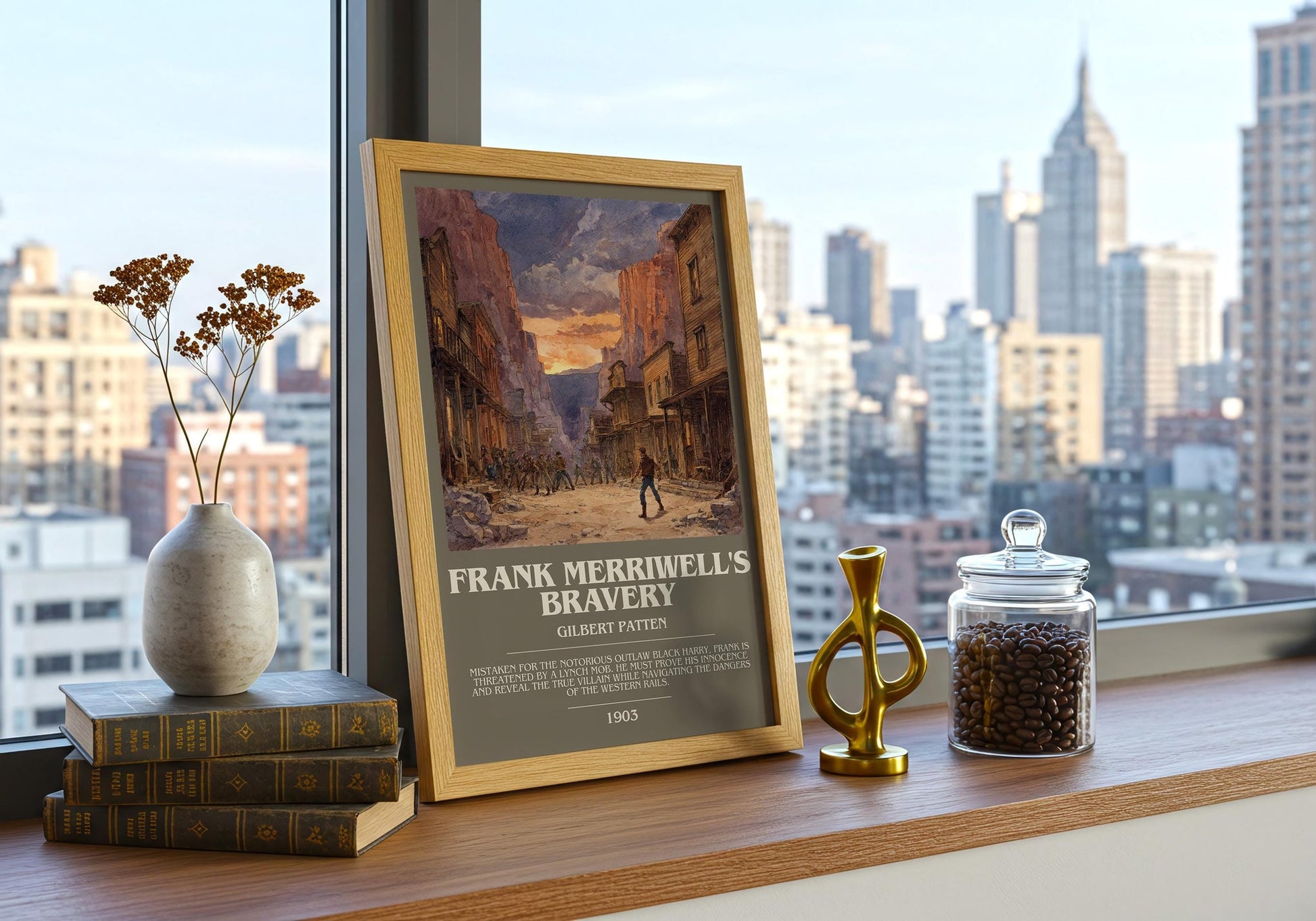 Frank Merriwell's Bravery bookish book poster framed on wall – adventure wall art