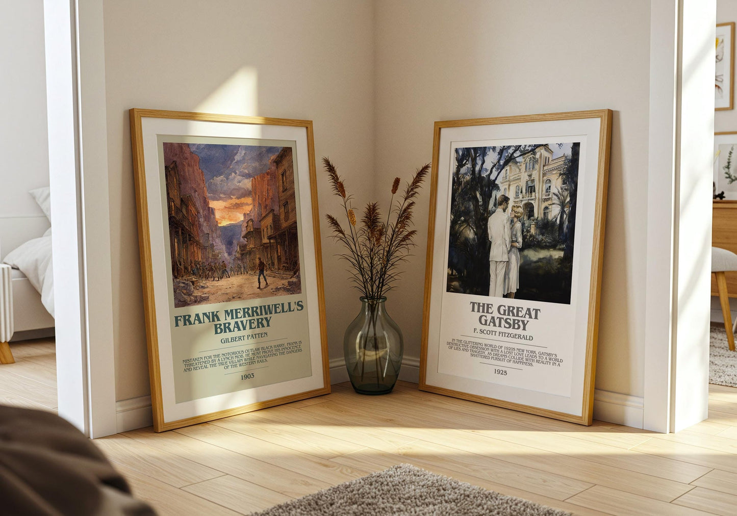 Frank Merriwell's Bravery bookish poster paired in gallery wall – literary art prints